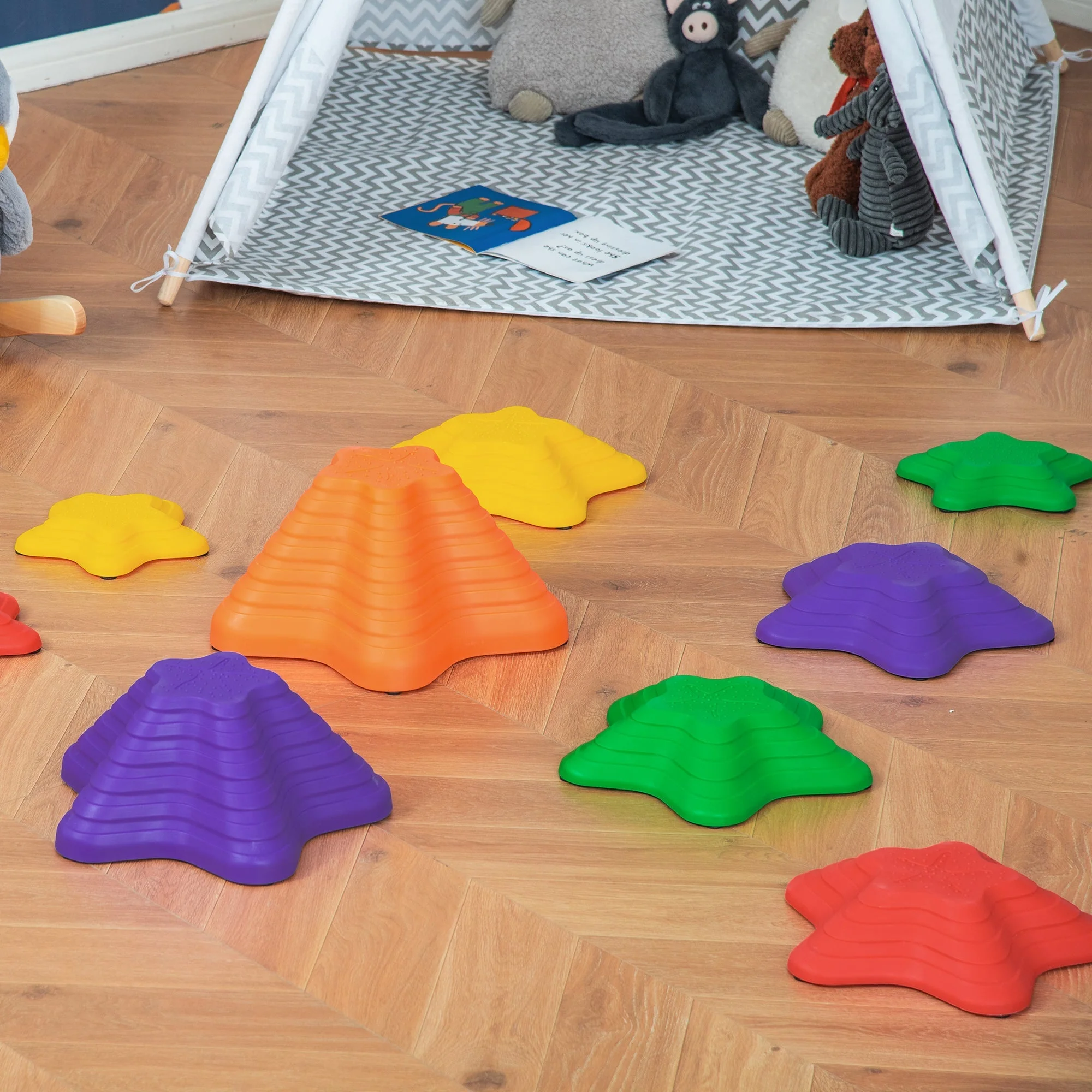 11-Piece Balance Stepping Stones for Kids Starfish Style Non-slip Obstacle Course Stackable Balance Blocks Garden Toys Encourage Toddler Balance Indoor Outdoor - Multicoloured - Image 9