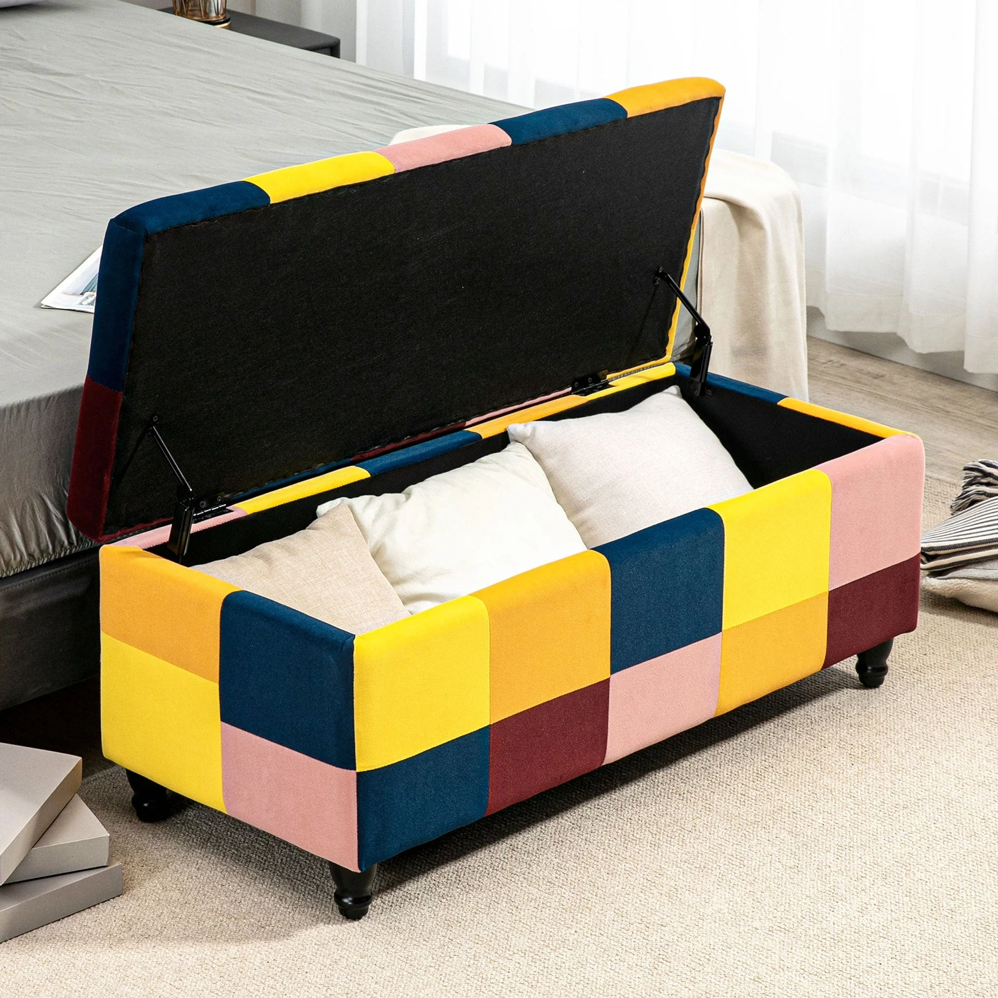 114 x 47 x 47cm Velvet Storage Ottoman - Image 7