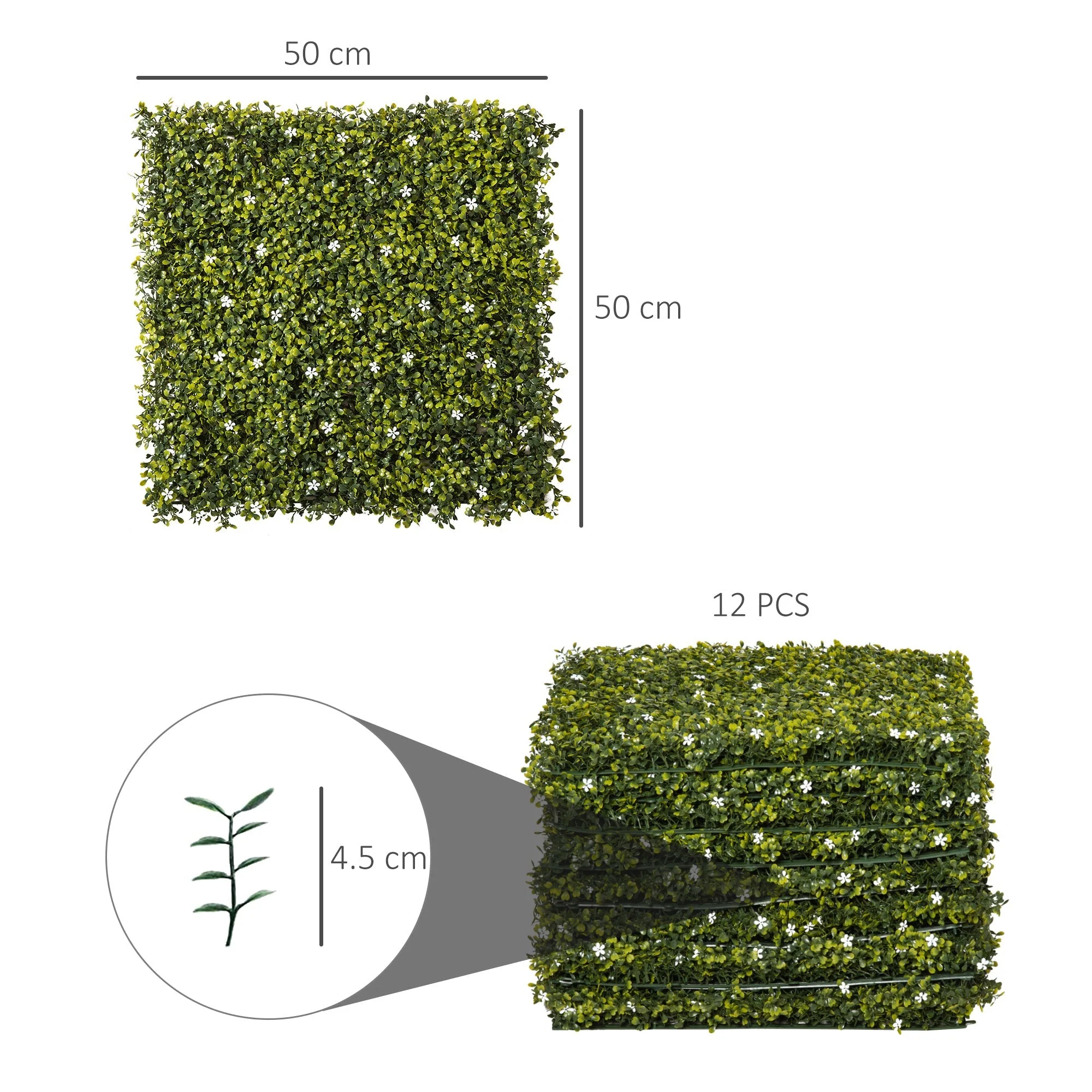12-Piece 20" x 20" Artificial Boxwood Wall Panel Milan Grass Privacy Fence Screen - Image 3