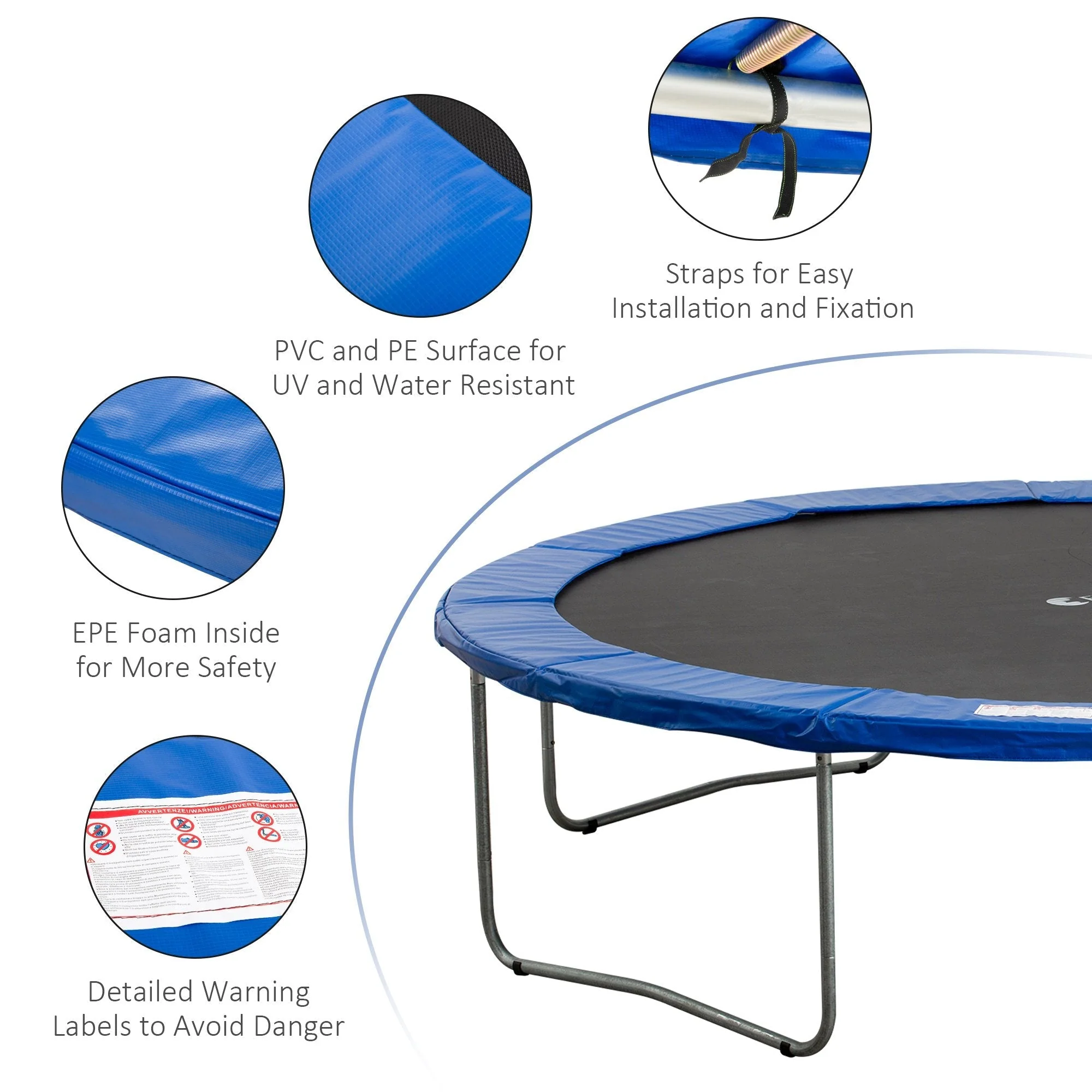 12ft Trampoline Pad ?366cm Surround Pad Thick Foam Pads Padding Replacement Spare- Blue - Image 4