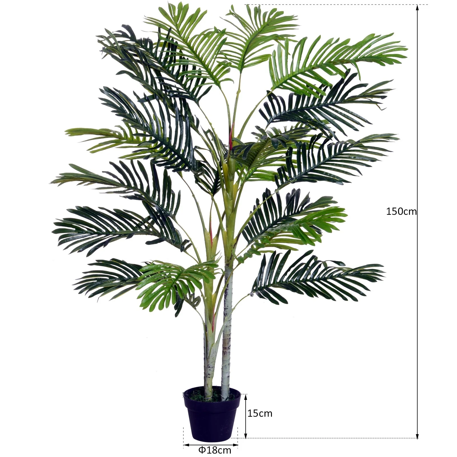 150cm5ft Artificial Palm Tree Decorative Indoor Faux Green Plant w/Leaves Home Décor Tropical Potted Home Office - Image 3