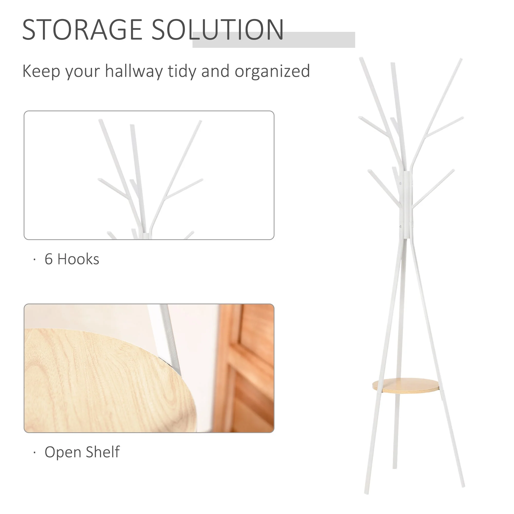 180cm Nine Hook Coat Rack Tree Free Standing by Norfolk Furniture - Image 5