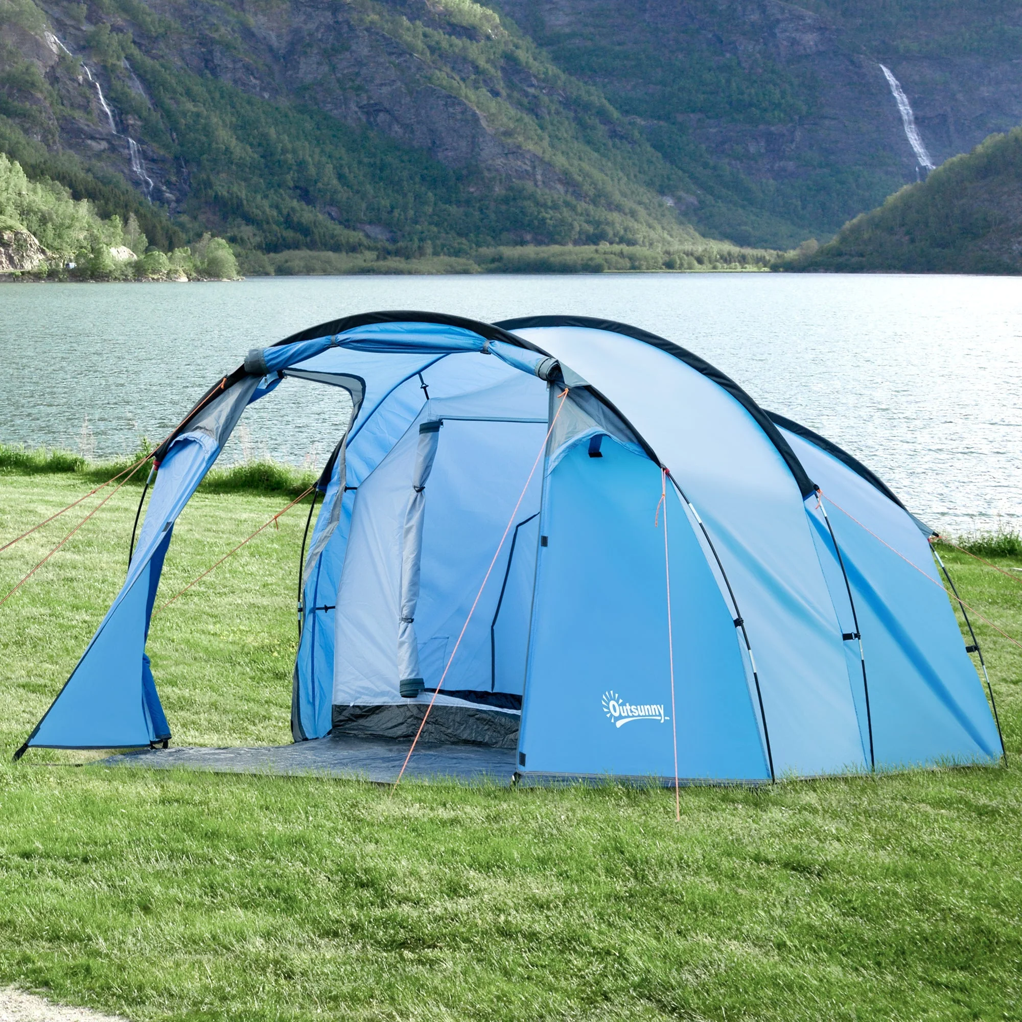 2-3 Man Tunnel Tents w/ Vestibule Camping Tent Porch Air Vents Rainfly Weather-Resistant Shelter Fishing Hiking Festival Shelter Home - Image 2