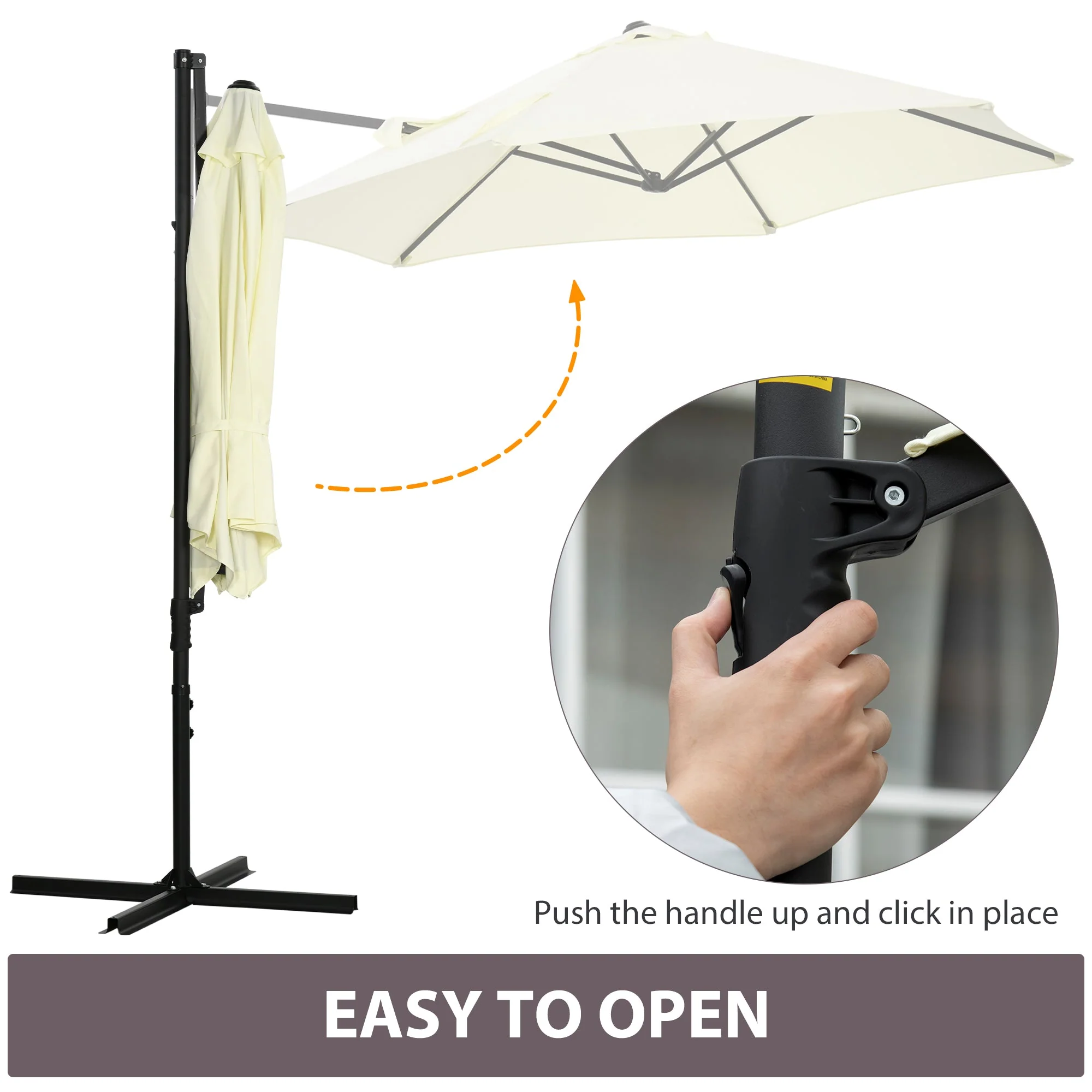 2.5M Garden Cantilever Parasol with 360° Rotation - Image 4