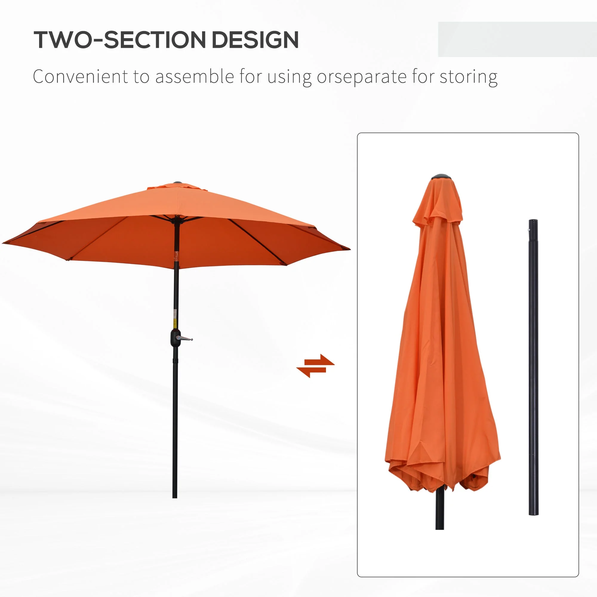 2.6M Patio Parasol Sun Umbrella - Image 6