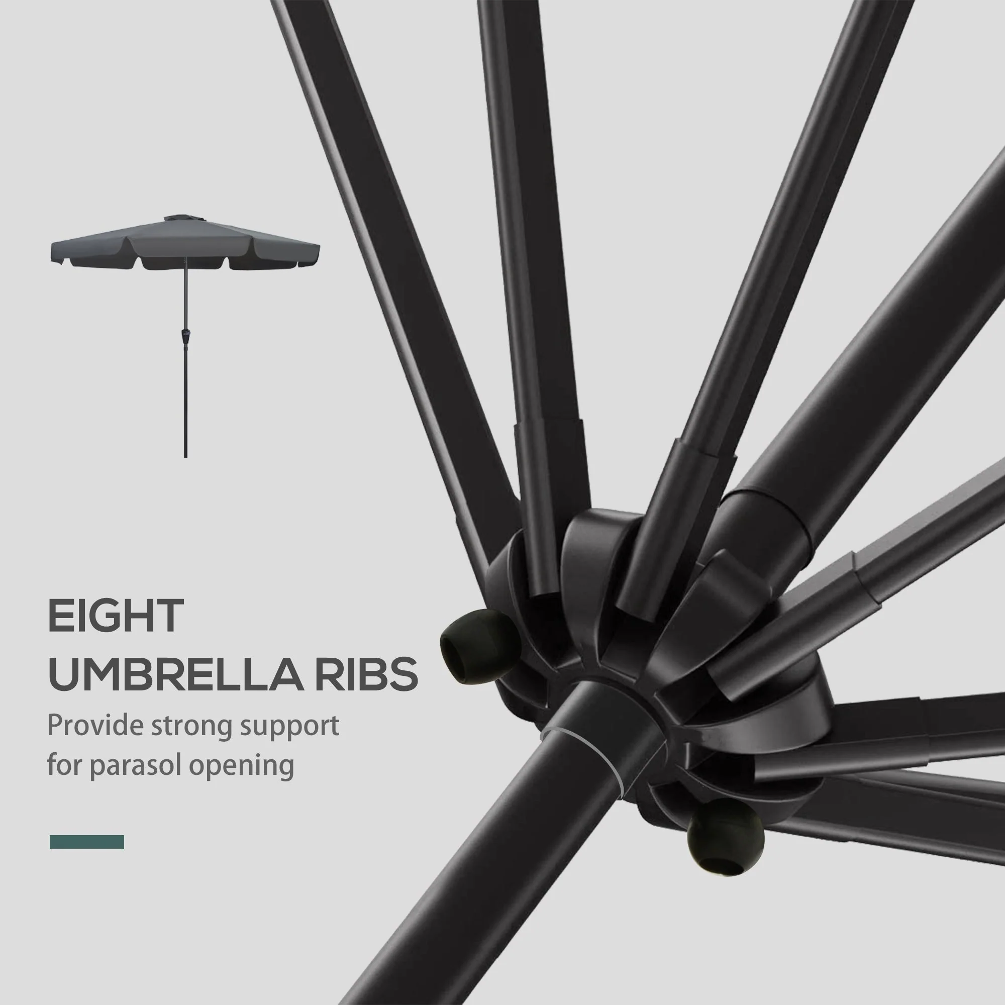 2.7m Patio Parasol Garden Umbrellas Outdoor Sun Shade Table Umbrella with Tilt - Image 7