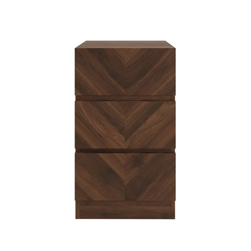 2 Catania Slim Bedside Tables Dark Brown 3 Drawers - Image 3
