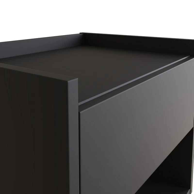 2 Harmony Bedside Tables Dark Grey 1 Shelf 1 Drawer - Image 3