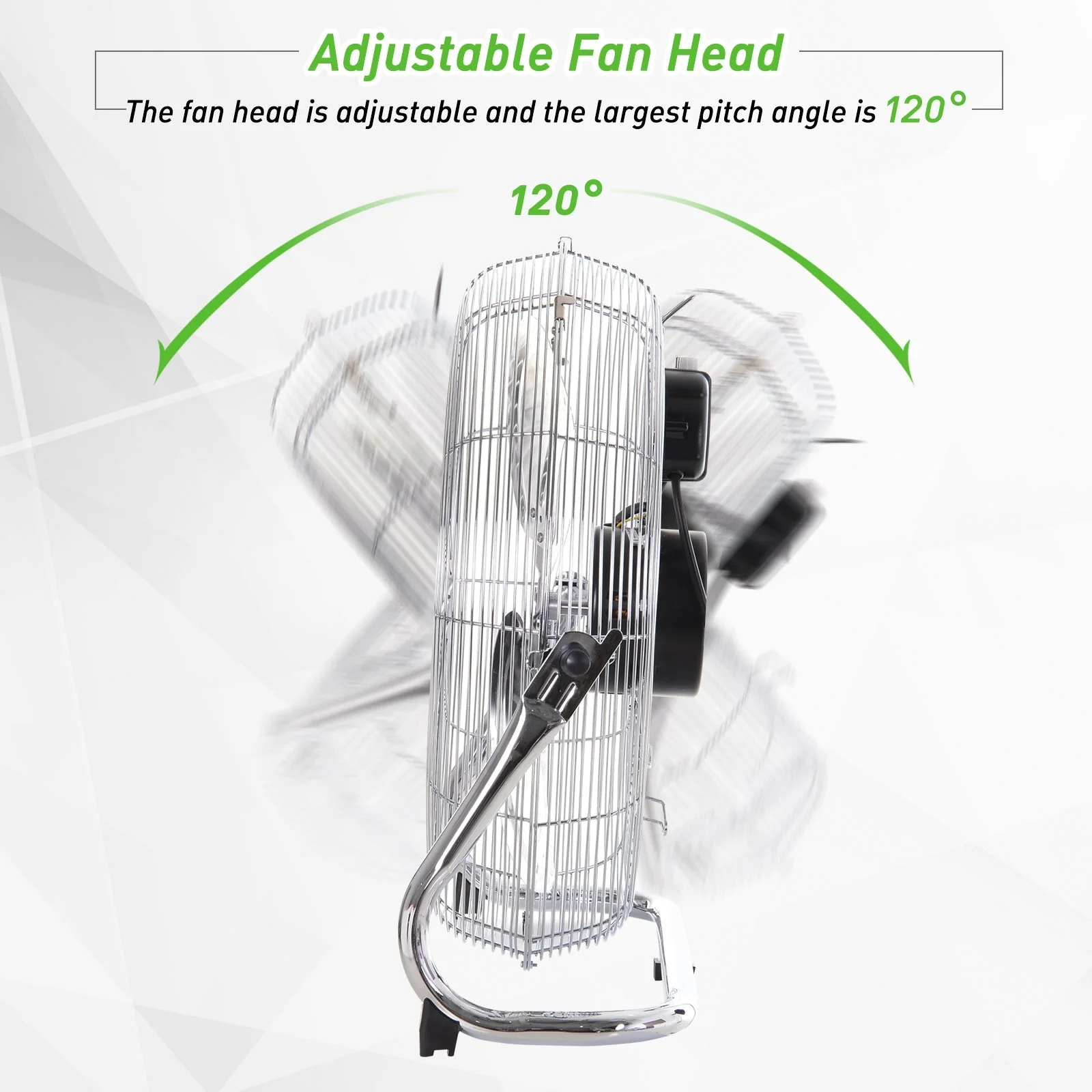 20" Chrome Metal Floor Fan with Tilting - Image 6