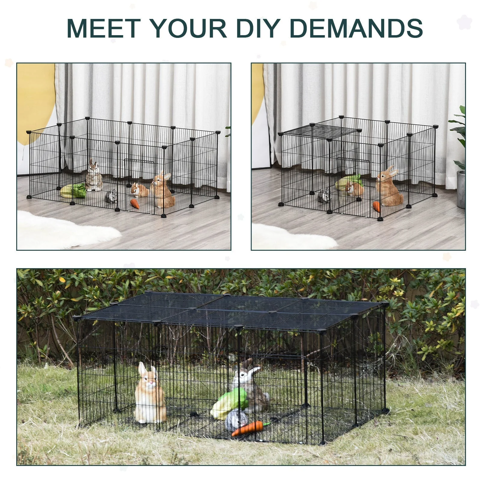 22 Panel Small Animal Playpen Black by Pawhut - Image 5