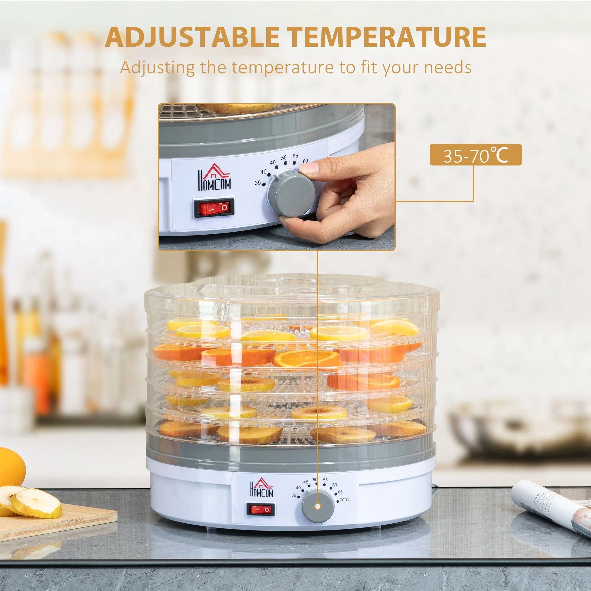 245W 5Kg Five Tray Food Dehydrator White by Homcom - Image 7