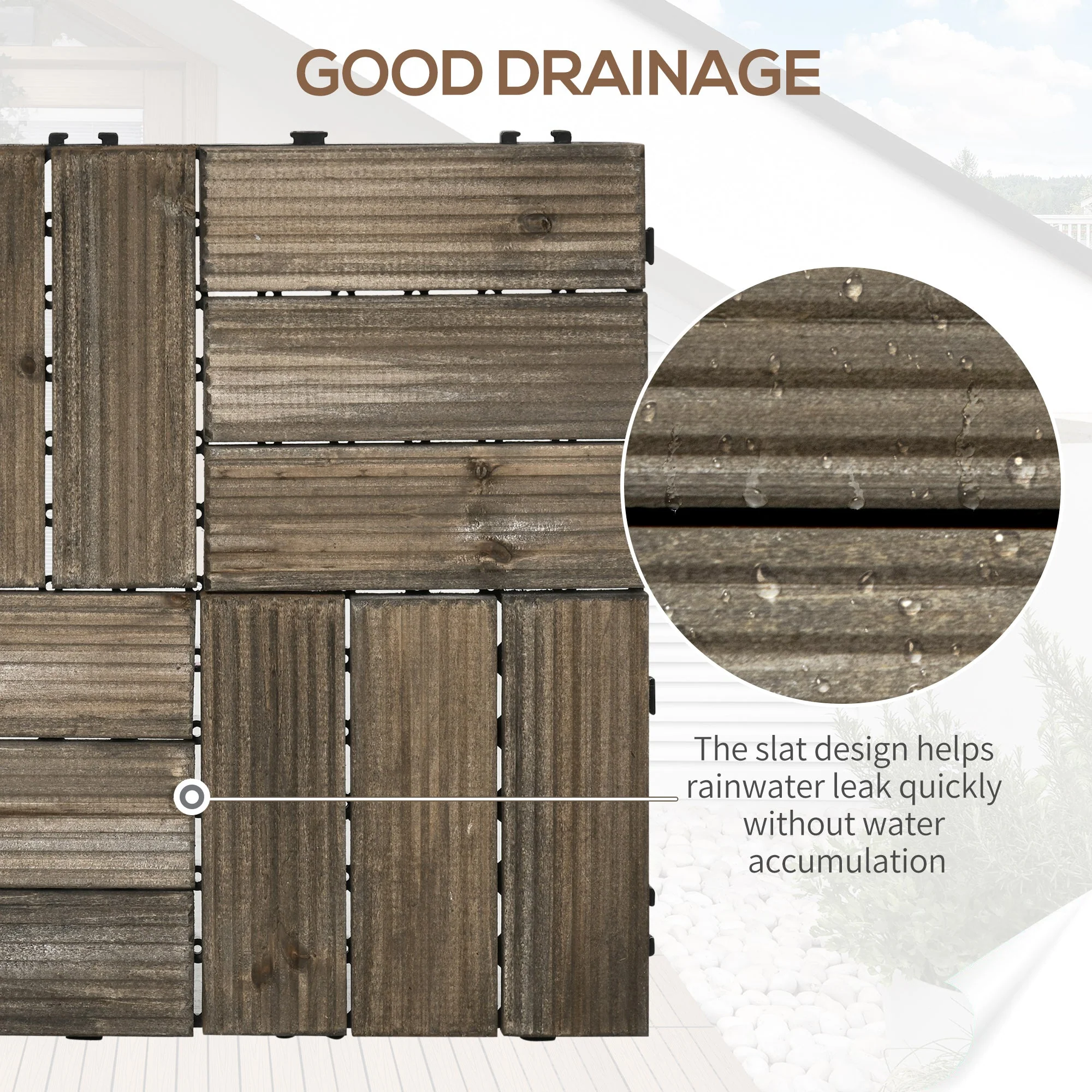 27-Piece Wooden Interlocking Decking Tiles - Image 4