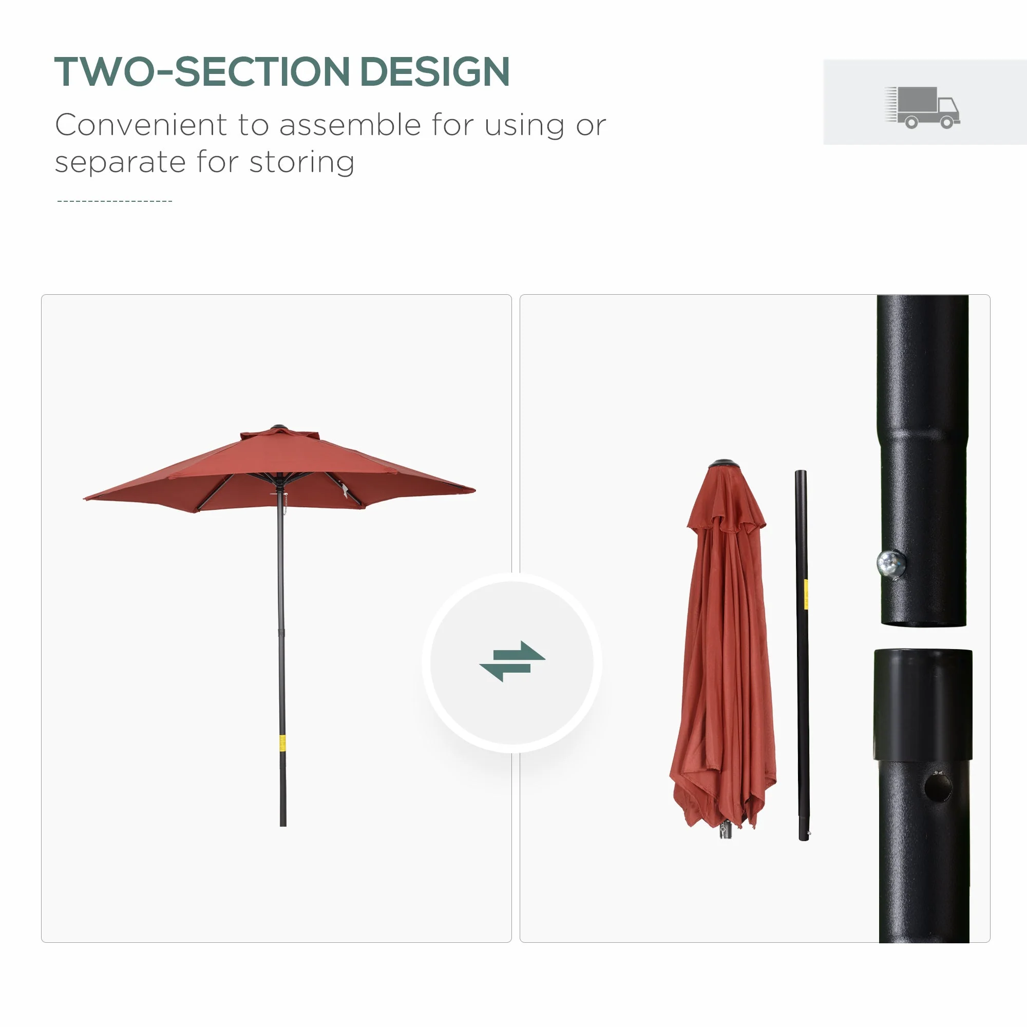 2m Patio Parasols Umbrellas - Image 4