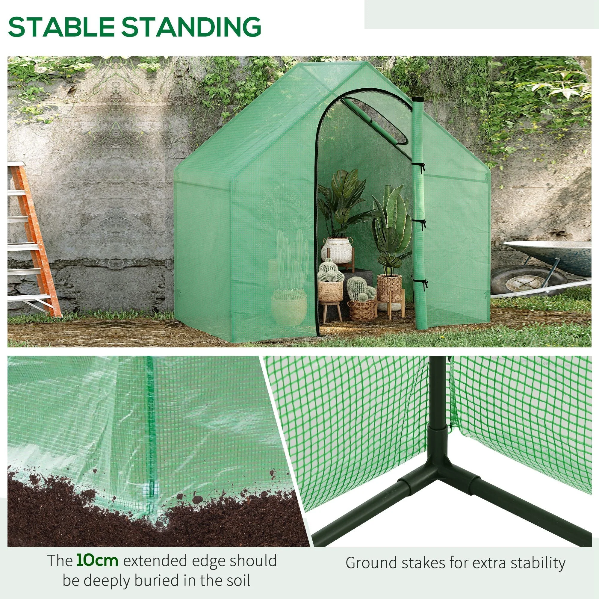 3.4x5.9ft Walk-In Greenhouse Outdoor Garden Plant Shelter w/ Steel Frame Window - Image 6