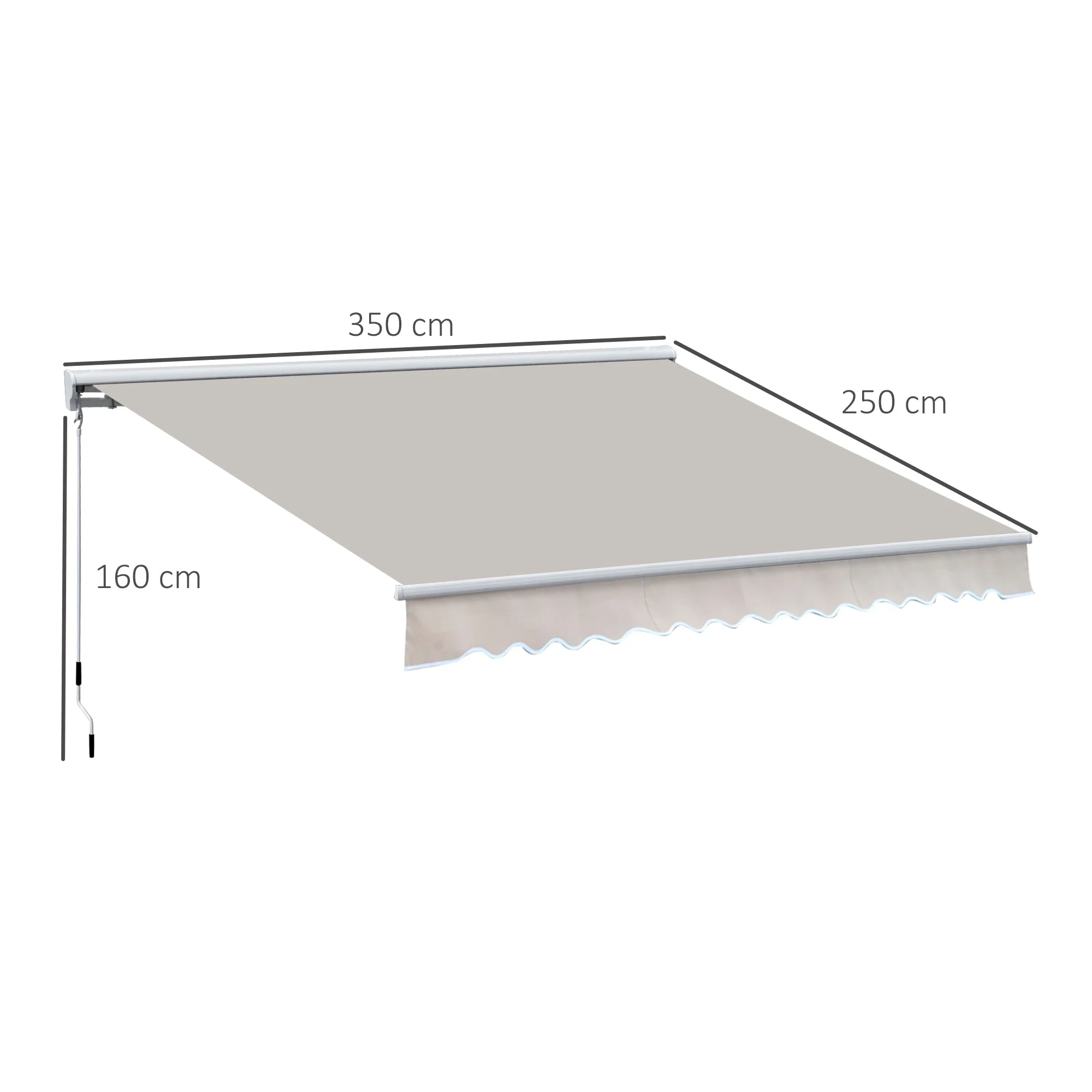 3.5Lx2.5M Retractable Manual/Electric Awning-Cream White/White - Image 3