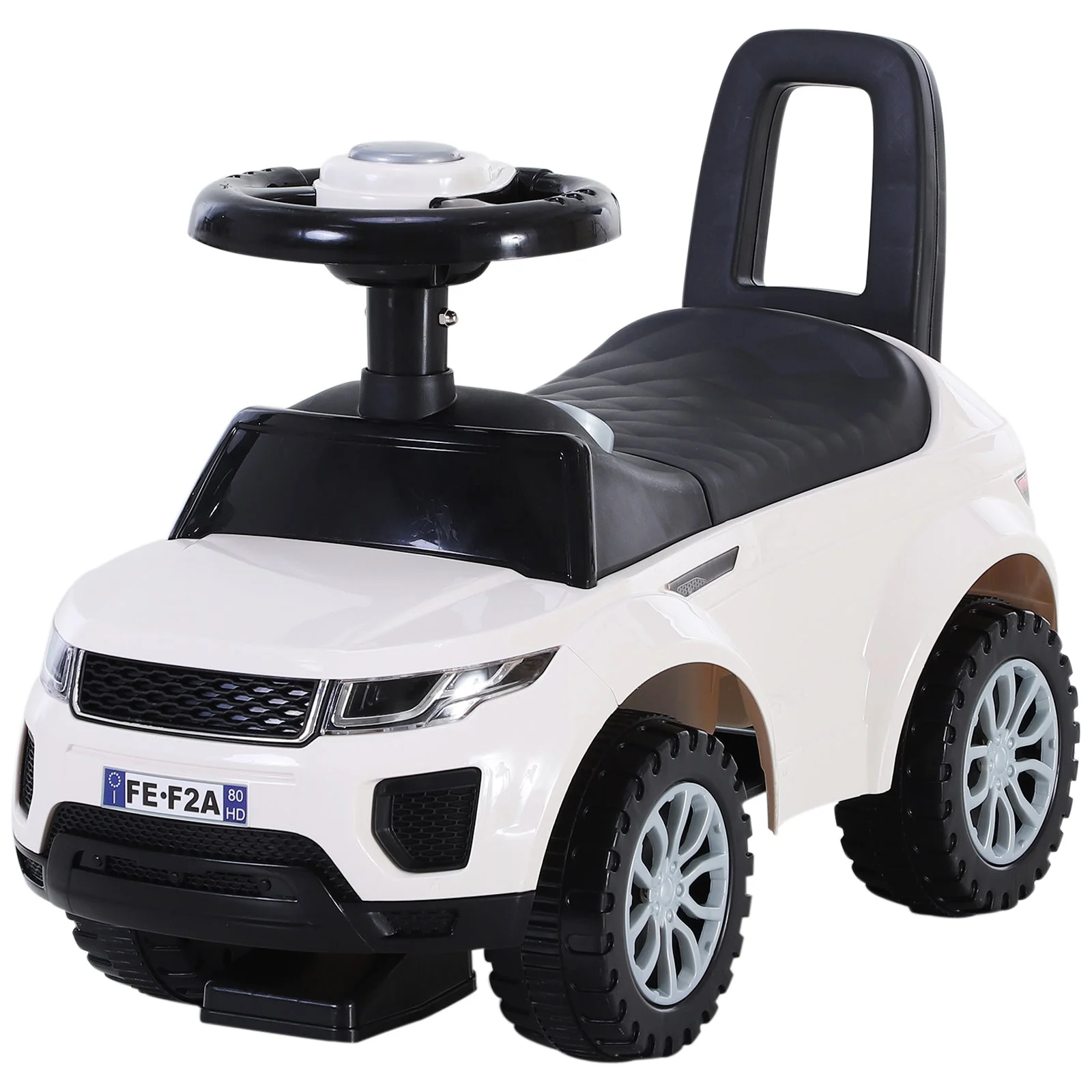 3-in-1 Ride On Car Foot To Floor Slider Toddler w/ Horn Steering Wheel NO POWER Manual Under Seat Storage Safe Design for 1-3 Year Old White - Image 2