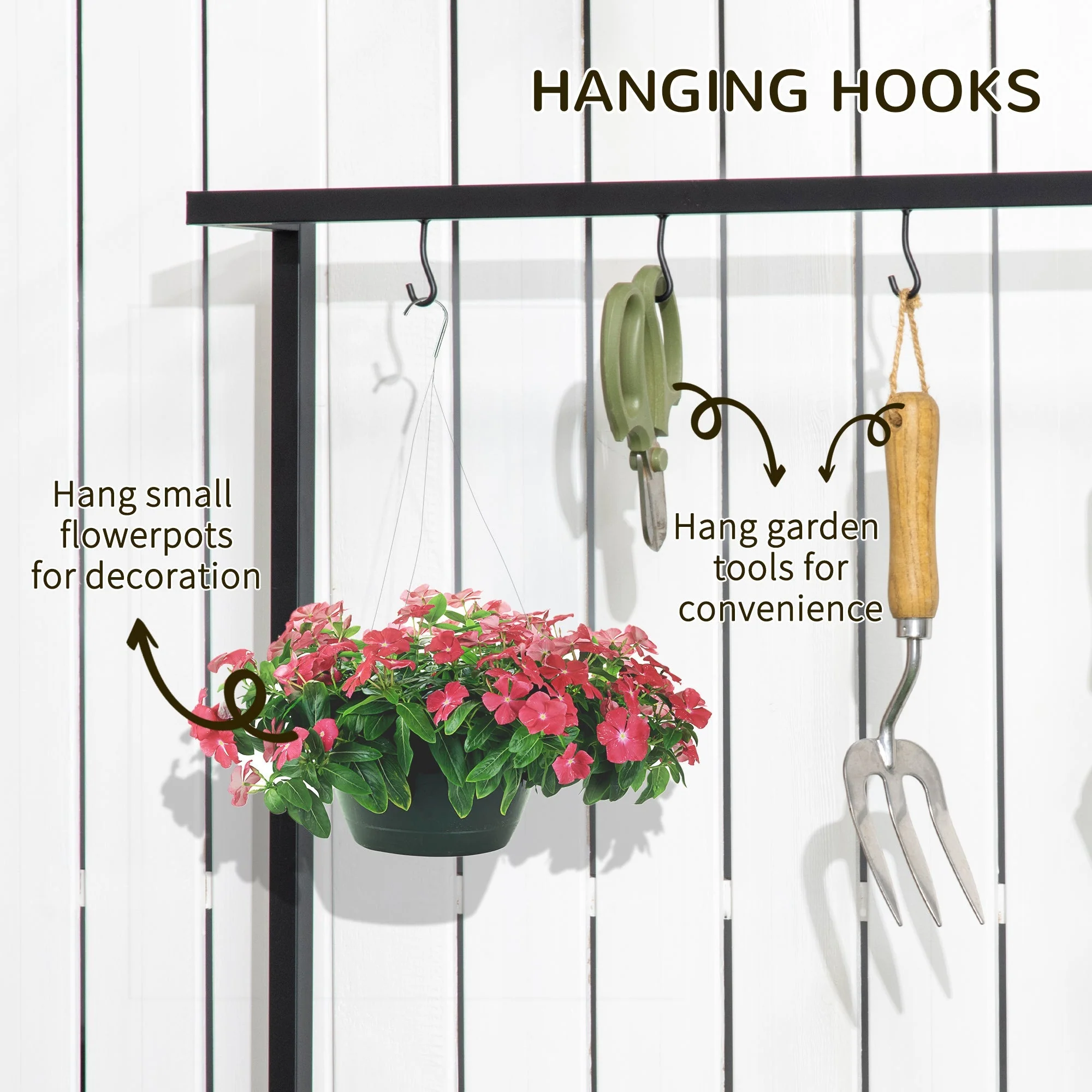 3 Tiered Plant Stand with Hanging Hooks - Image 5