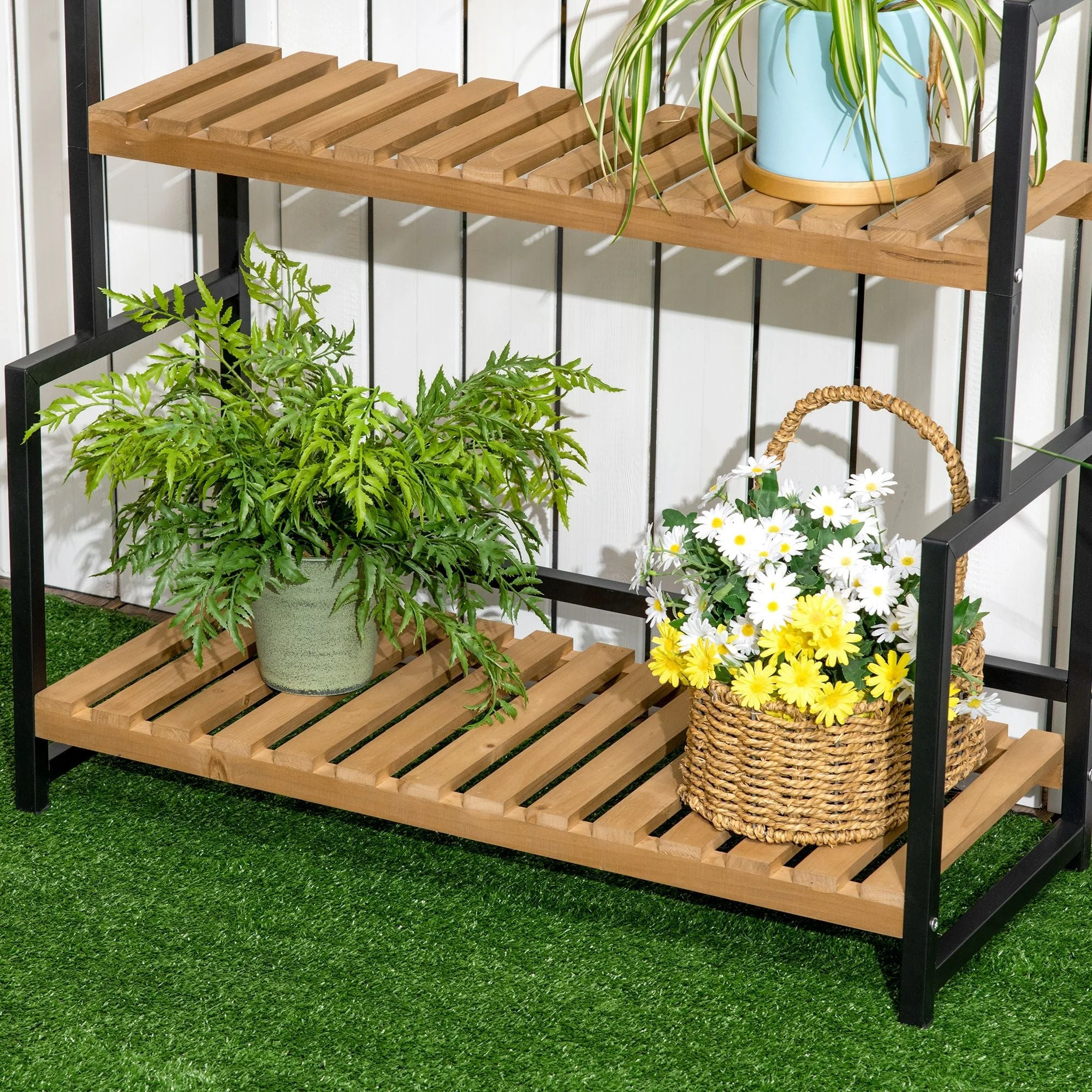 3 Tiered Plant Stand with Hanging Hooks - Image 8