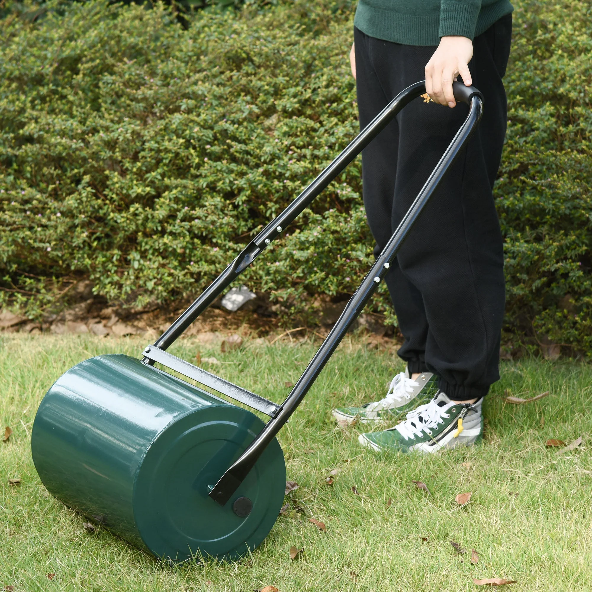 30cm Metal Water/Sand Filled Heavy Duty Garden Lawn Roller Green - Image 2