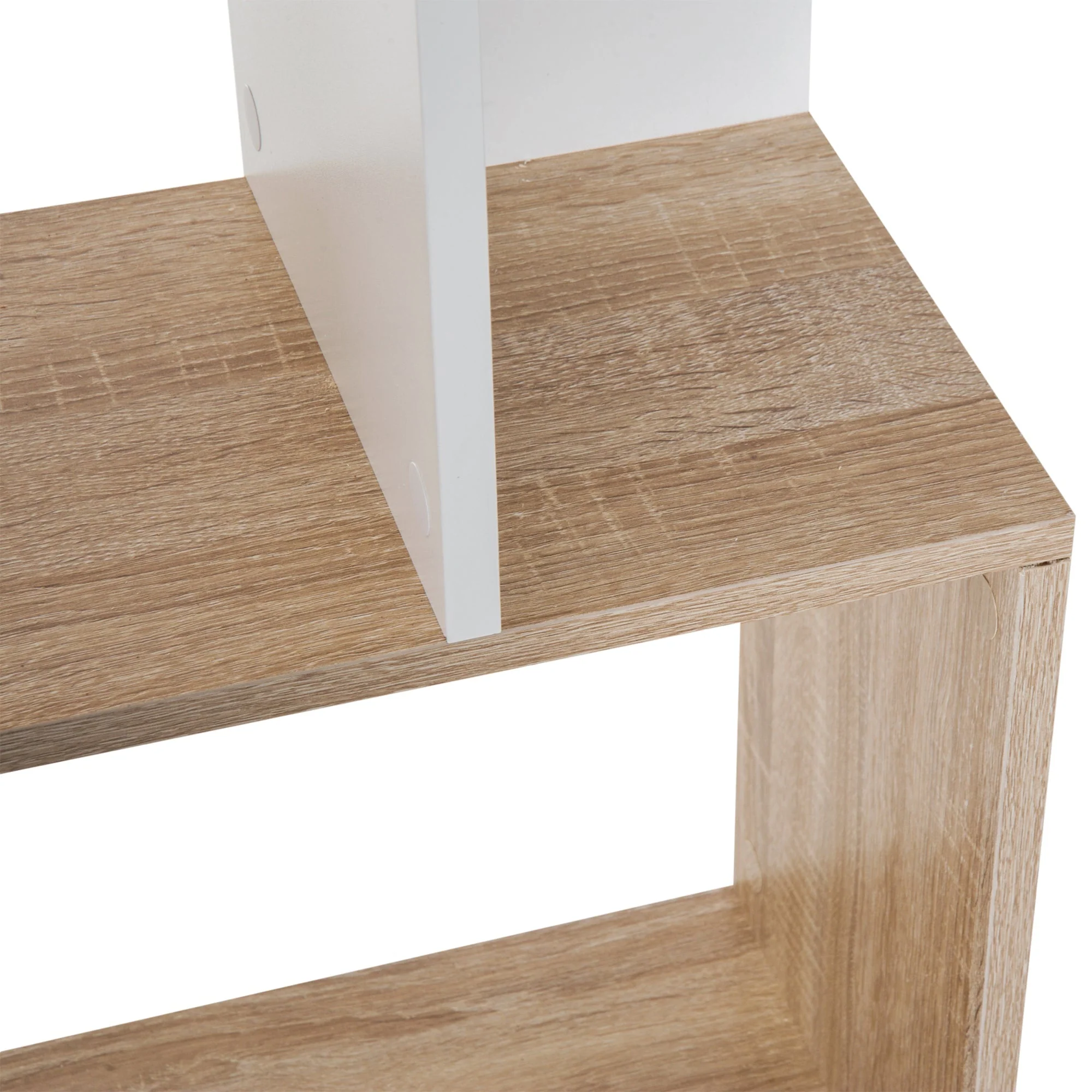 5-tier Bookcase Storage Display Shelving S Shape design Unit Divider Natural - Image 7