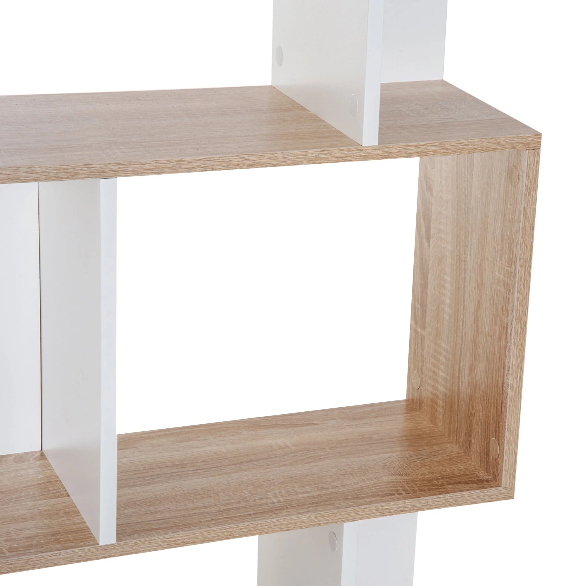 5-tier Bookcase Storage Display Shelving S Shape design Unit Divider Natural - Image 8