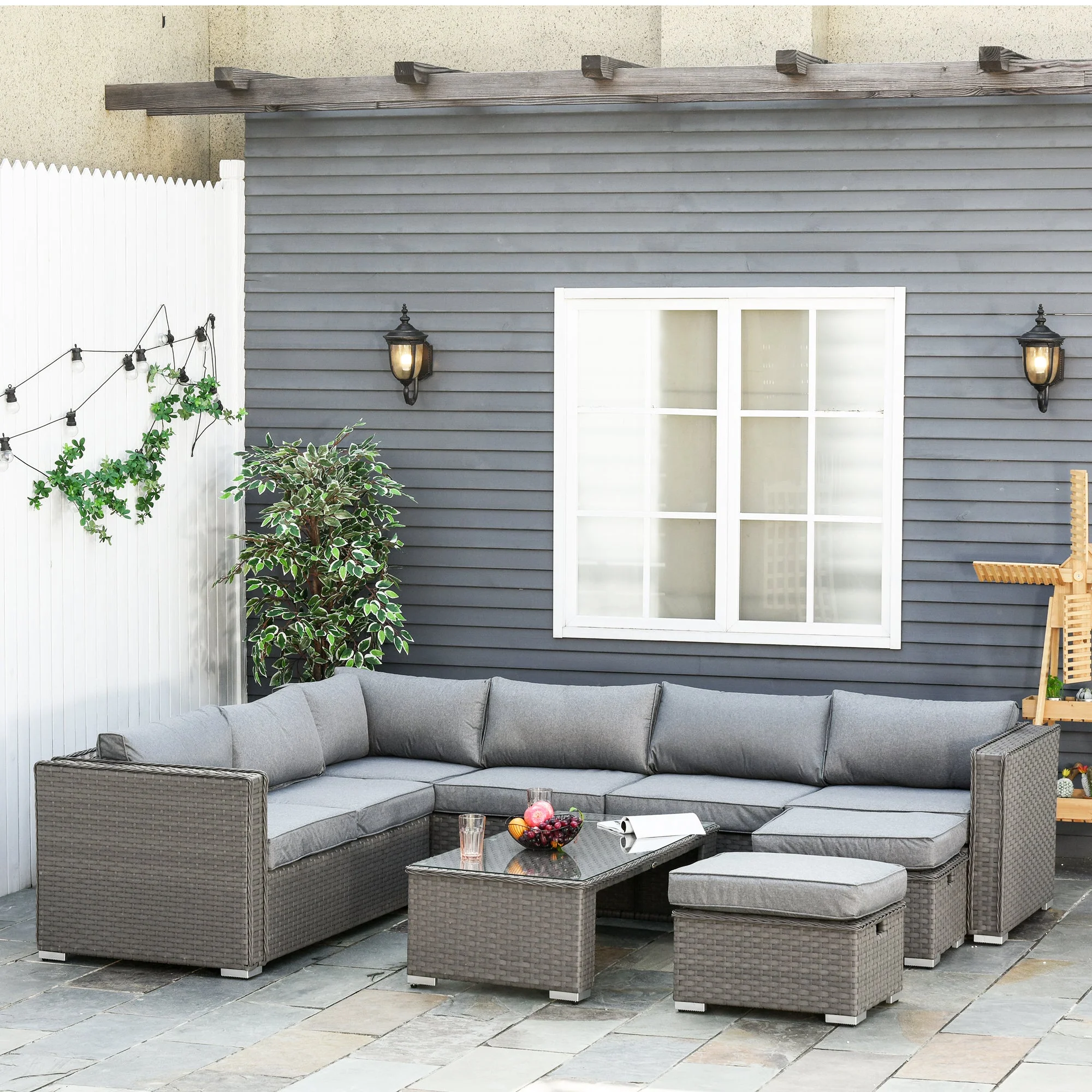 6-Piece PE Rattan Wicker Corner Sofa Set - Image 2
