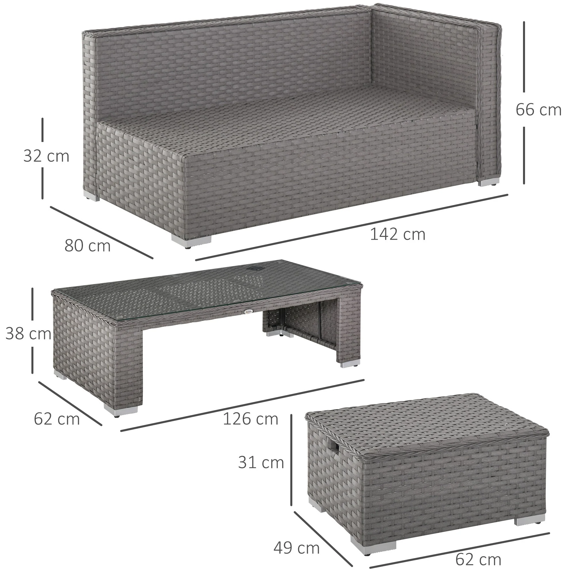 6-Piece PE Rattan Wicker Corner Sofa Set - Image 3