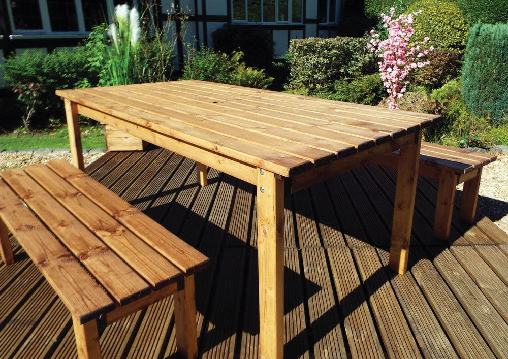 6 Seat 2 Benches & 1 Table Scandinavian Redwood Garden - Image 4