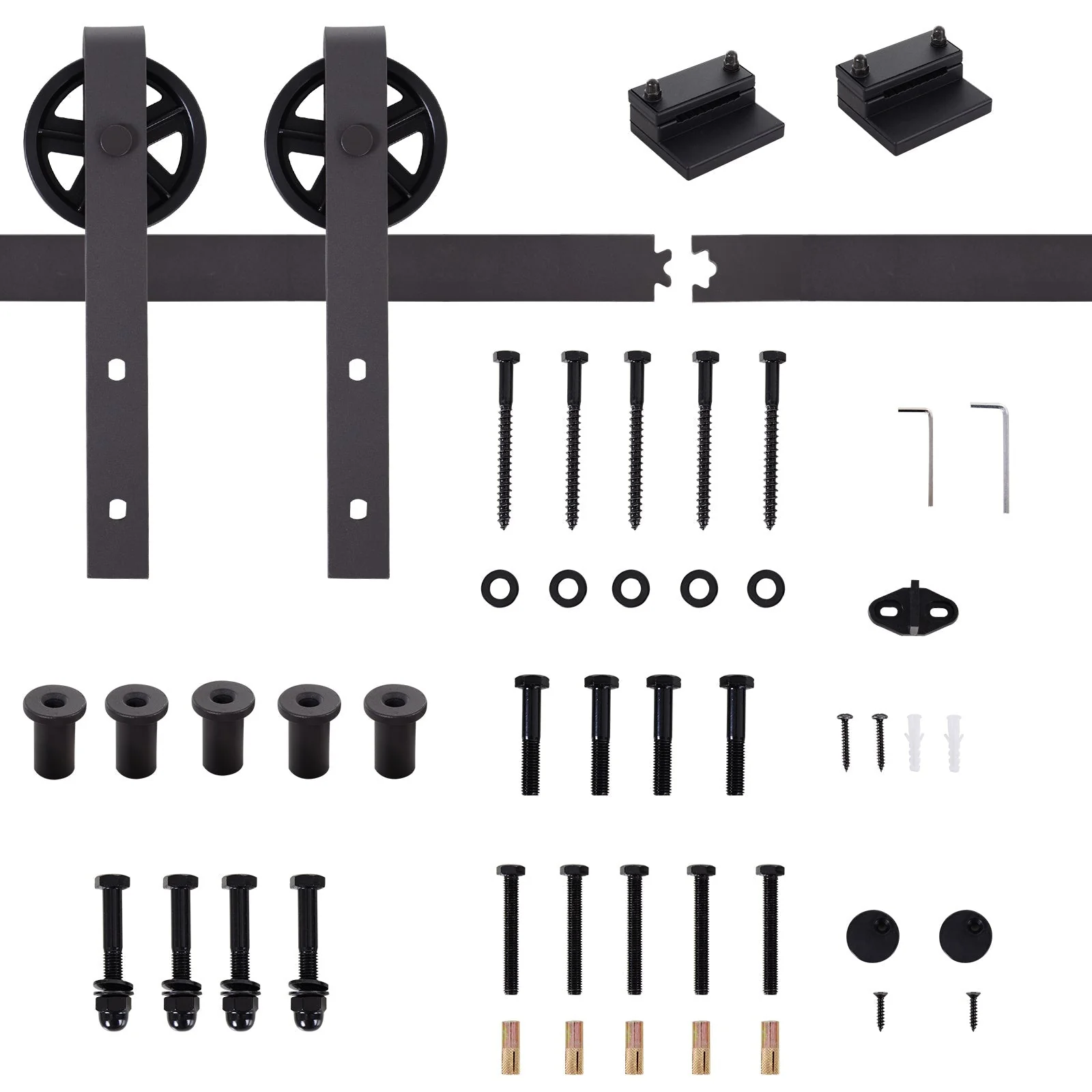 6ft Modern Single Sliding Barn Door Track Kit Set Closet Hardware for Single Wooden Door - Image 4