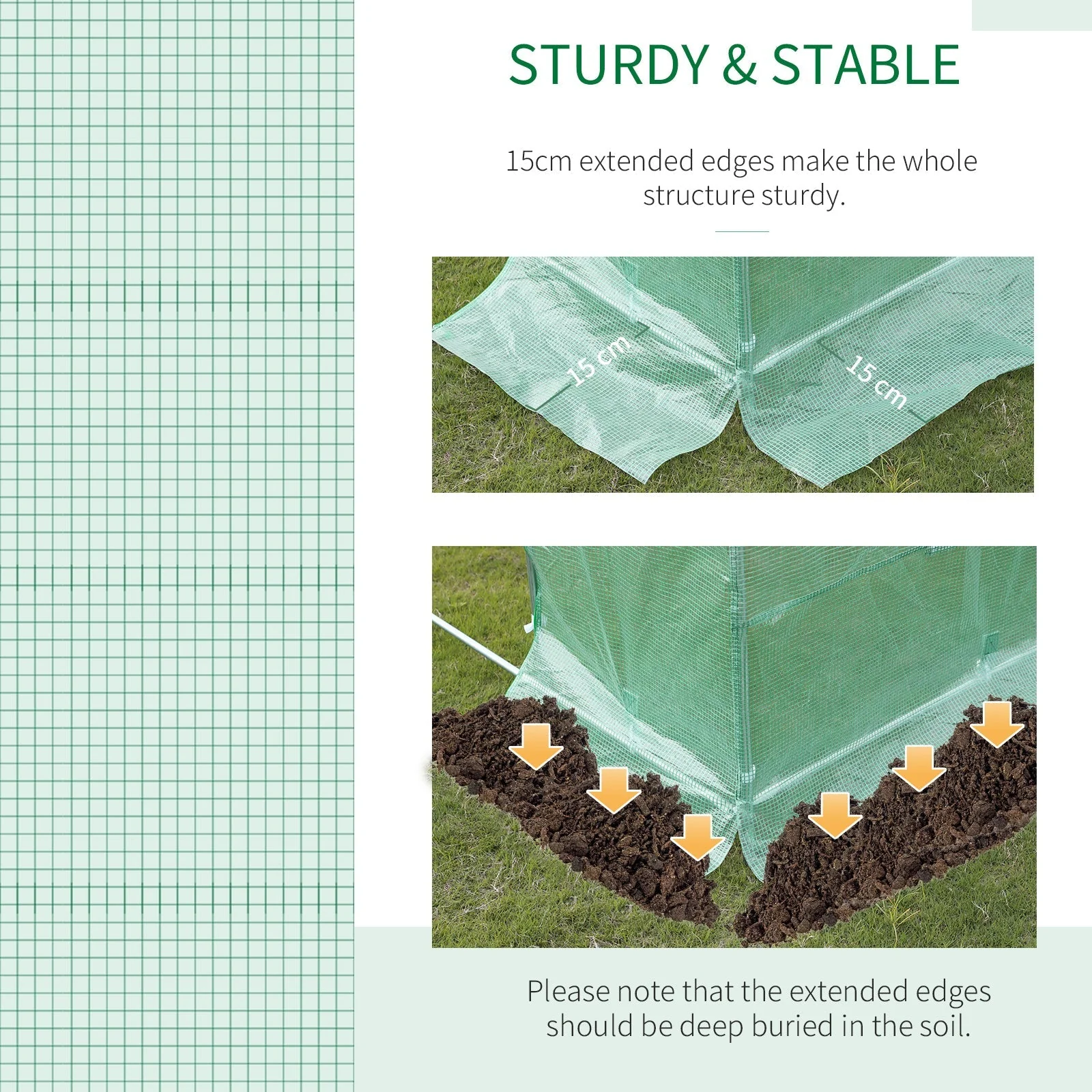6L x 3W x 2H M Greenhouse Walk-in Polytunnel Outdoor Garden Flower Vegetable Planter 25mm Diameter Galvanised Steel Frame w/ Zipped Door - Image 4