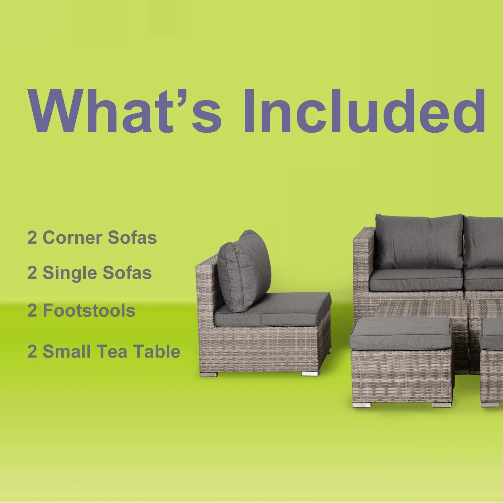 8-Piece Rattan Garden Furniture 6 Seater Sofa & Coffee Table Set Bonzer Outdoor Patio Furniture Wicker Weave Chair Space-saving Compact - Grey - Image 6