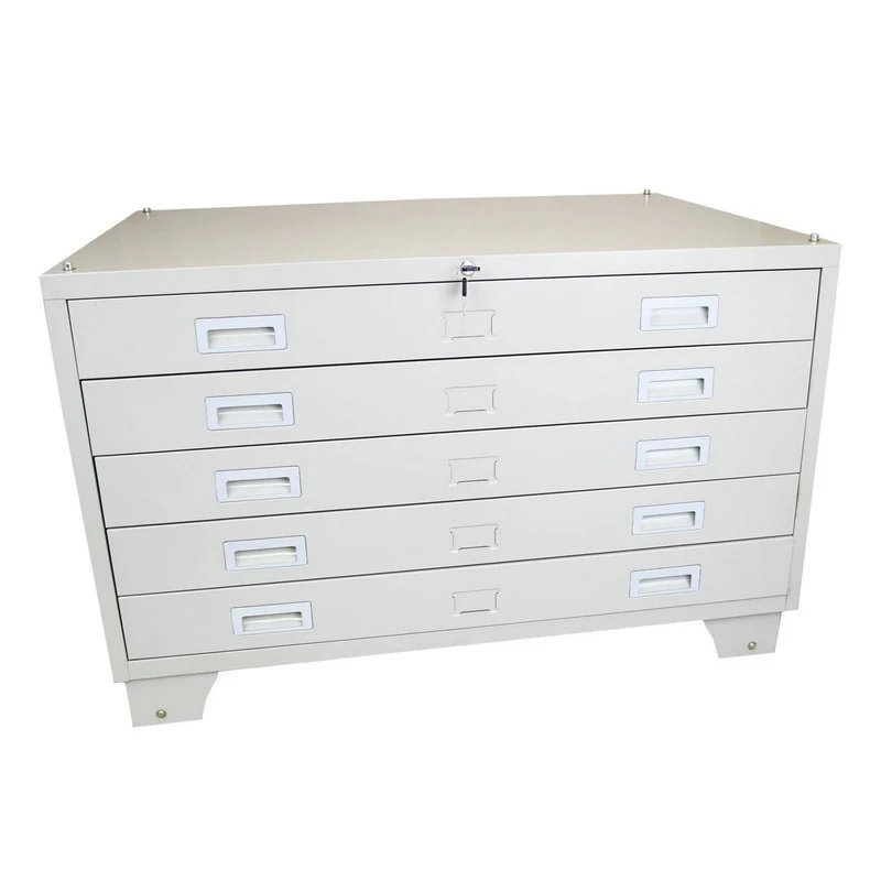 Architects Chest of Drawers Metal Off-white 5 Drawers - Image 3