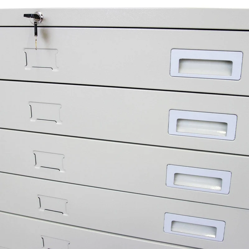 Architects Chest of Drawers Metal Off-white 5 Drawers - Image 4