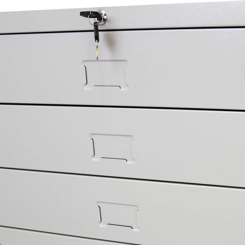 Architects Chest of Drawers Metal Off-white 5 Drawers - Image 5