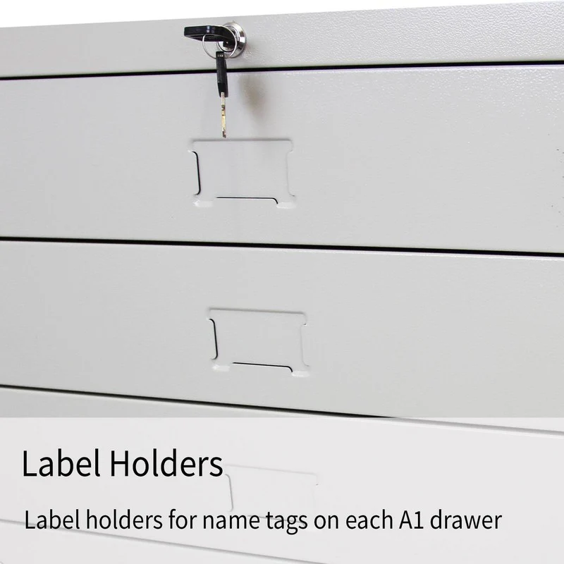 Architects Chest of Drawers Metal Off-white 5 Drawers - Image 6