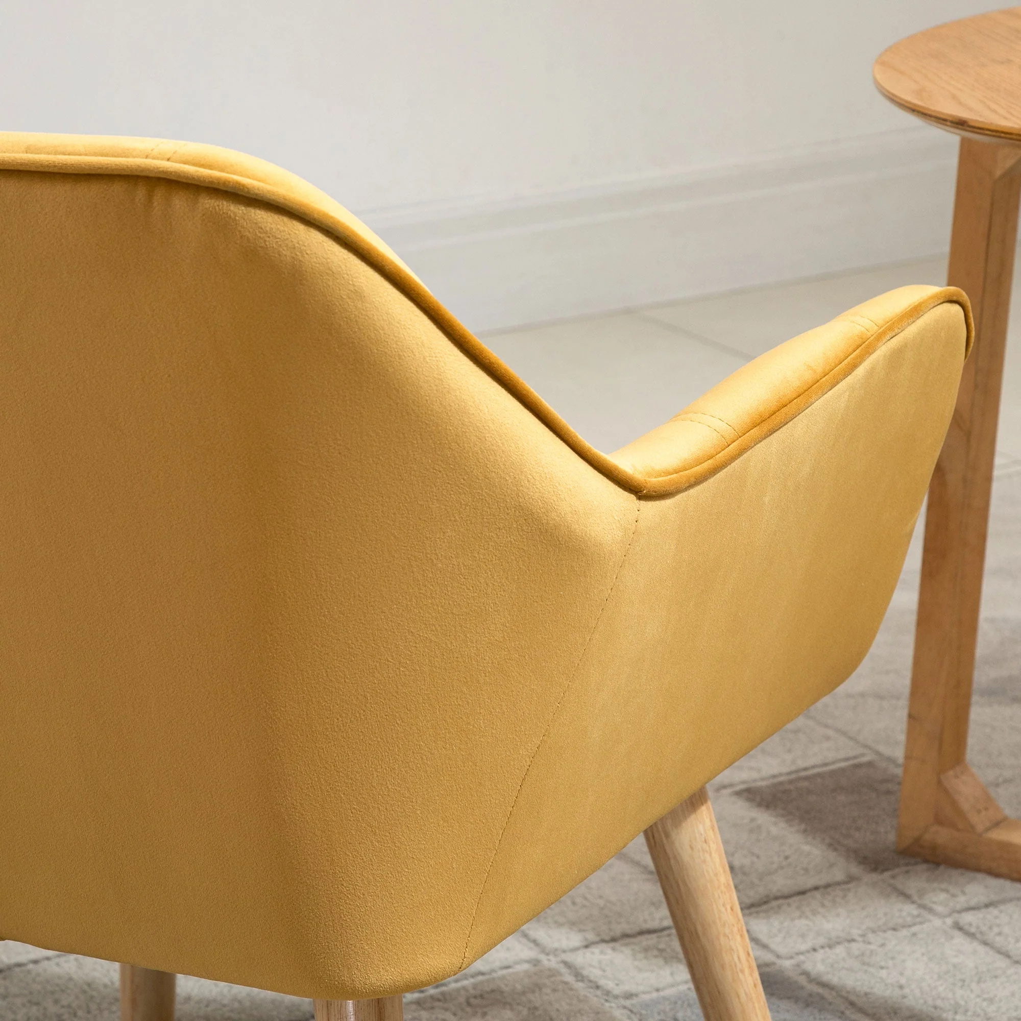 Armchair Accent Chair Wide Arms Slanted Back Padding Iron Frame Wooden Legs Home Bedroom Furniture Seating Yellow - Image 9