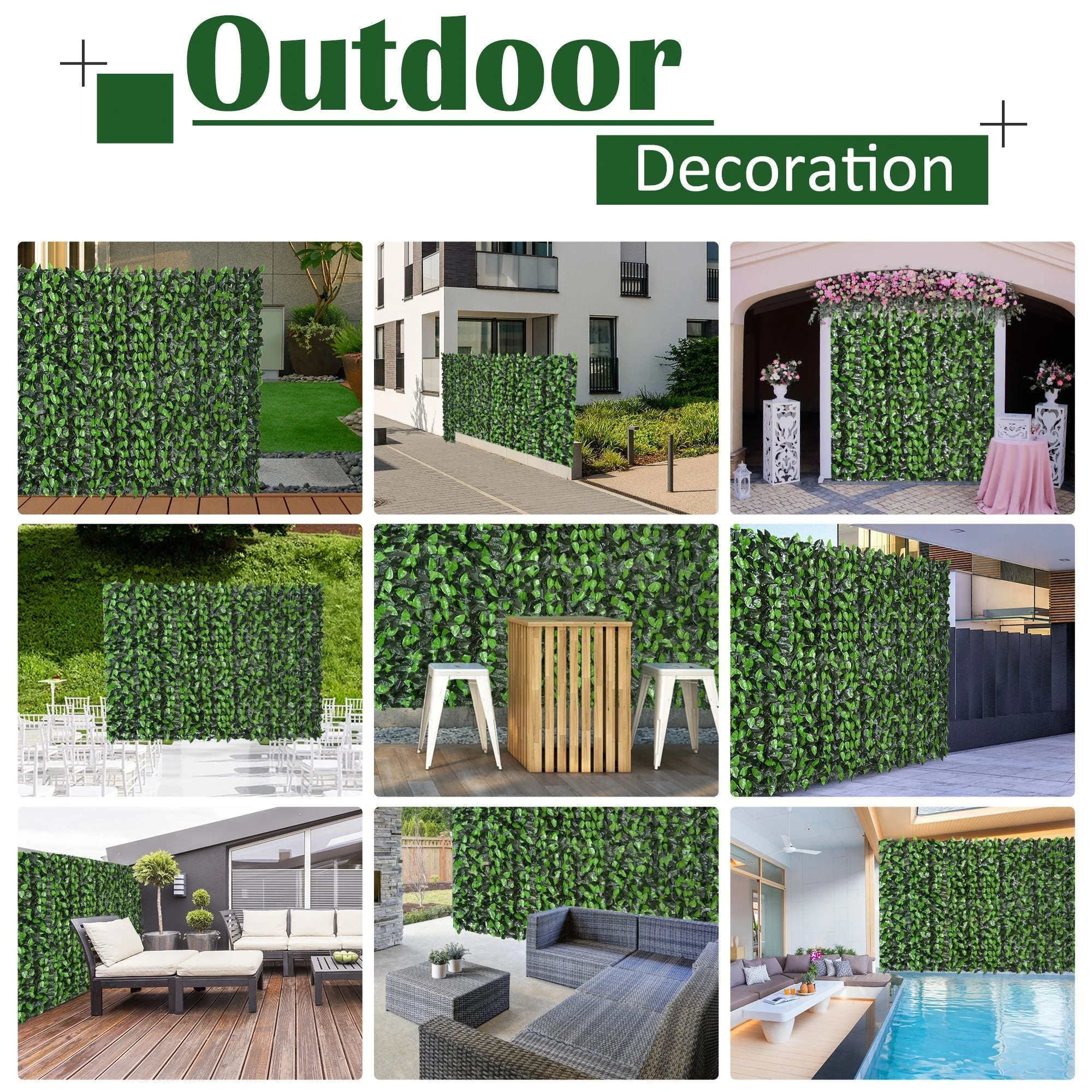 Artificial Leaf Hedge Screen Privacy Fence Panel for Garden Outdoor Indoor Decor 3M x 1M Light Green and Dark Green - Image 6