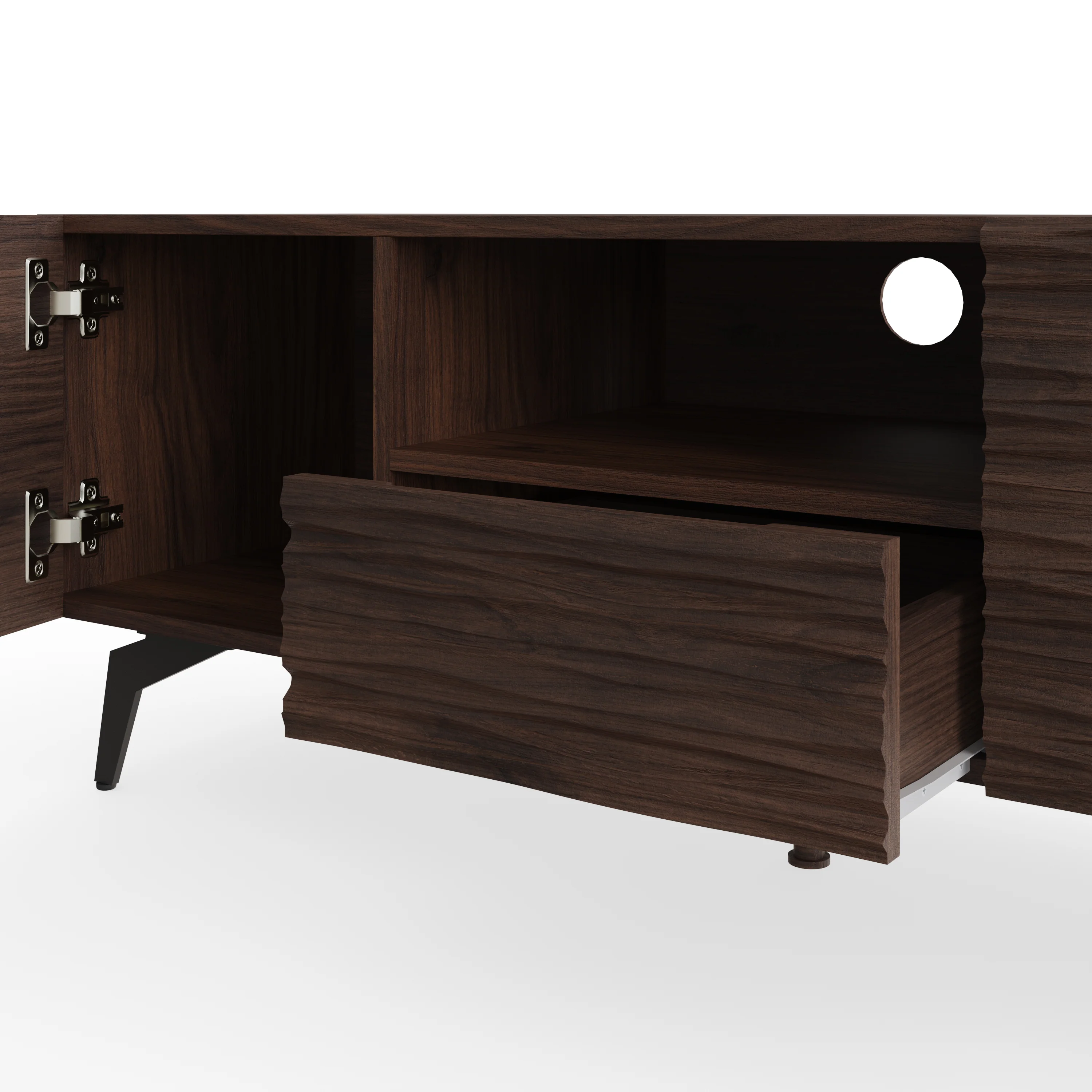 Bantham TV Unit Dark Walnut 1 Shelf 1 Drawer 2 Doors - Image 3