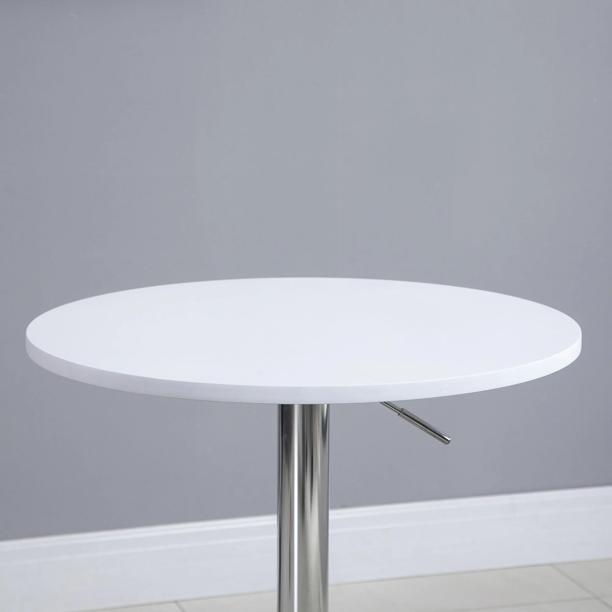 Bar Table ?60cm Adjustable Height Round Bistro Table w/ Swivel Top Metal Frame Counter Surface Stylish Kitchen Conservatory White - Image 8
