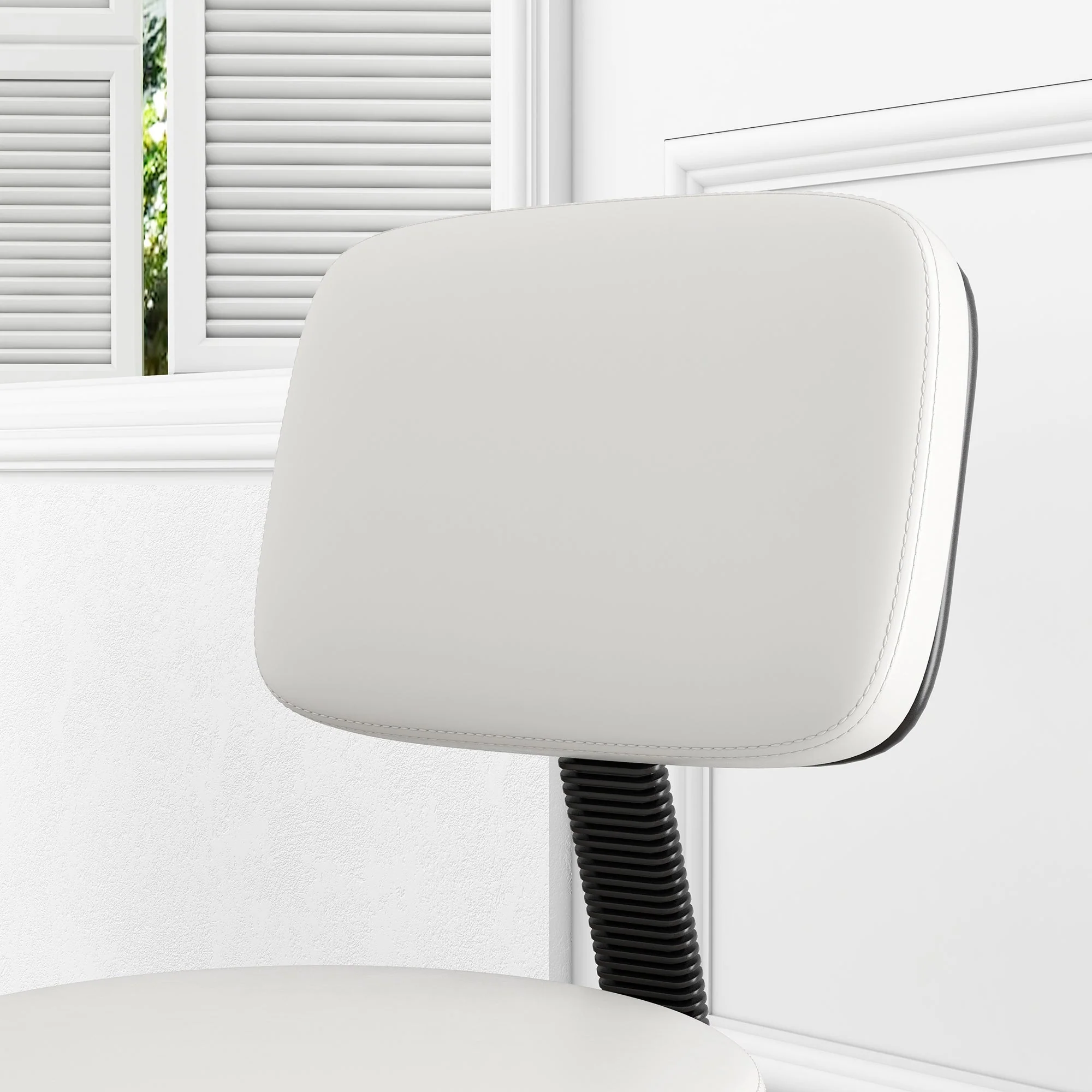Beautician's Swivel Salon Chair w/ Padded Seat Back 5 Wheels Adjustable Height Salon Hairdressers Tattoo Spa Rolling Cushion Professional White - Image 9