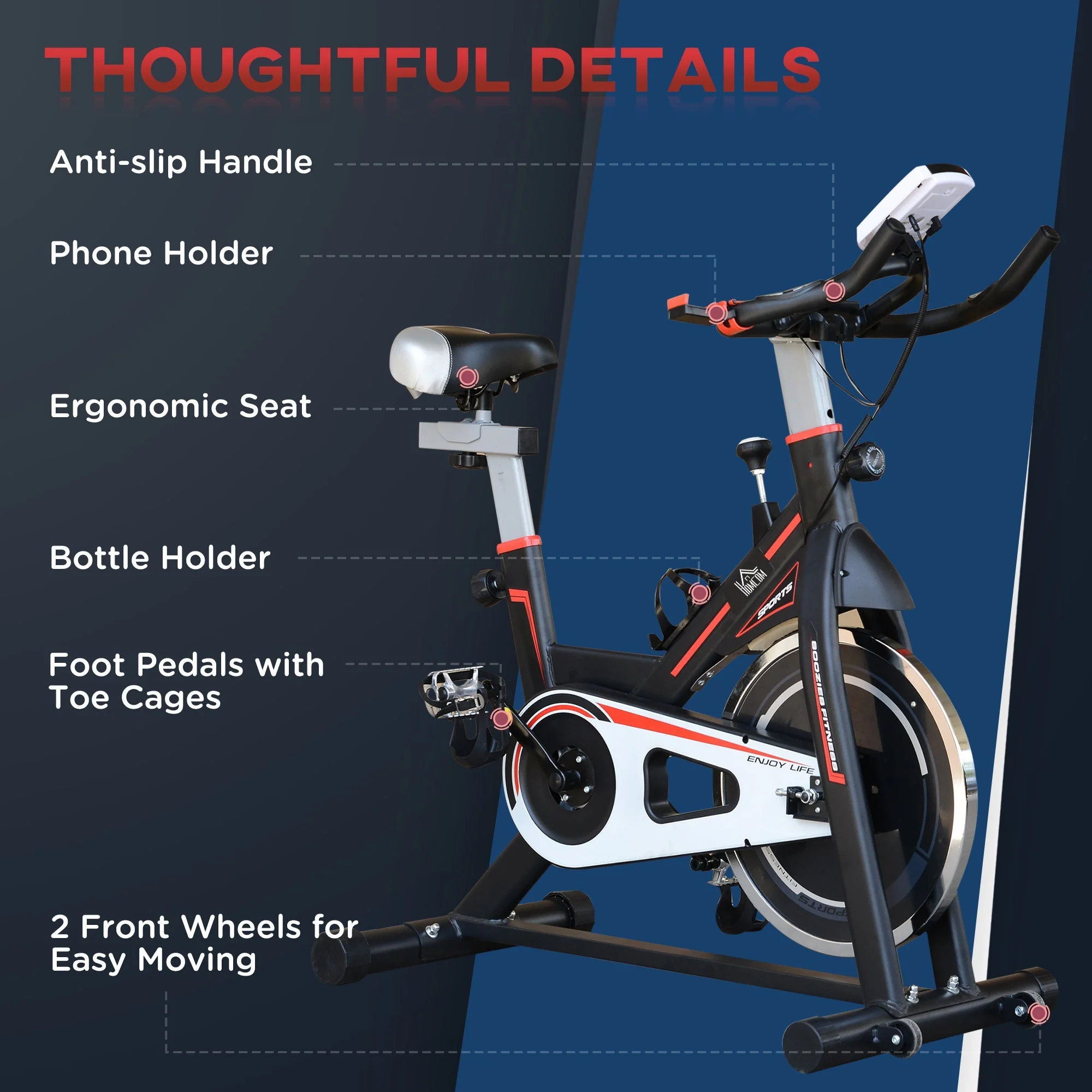 Belt-Driven Exercise Bike Home Fitness Trainer W/ Adjustable Resistance - Image 6