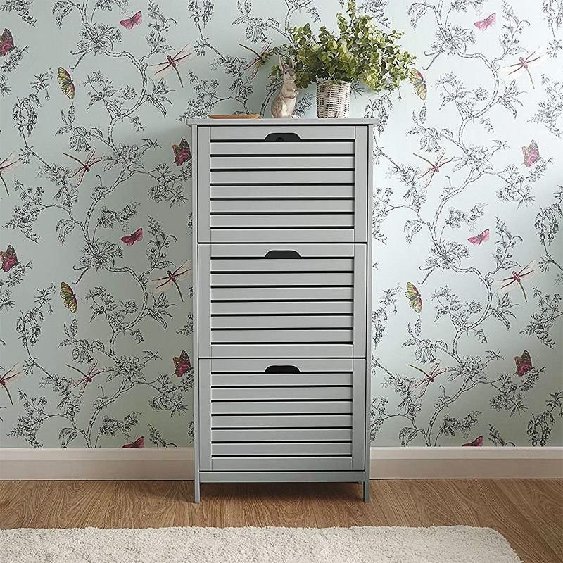 Bergen Tall Shoe Storage Grey 3 Doors 3 Shelves - Image 3
