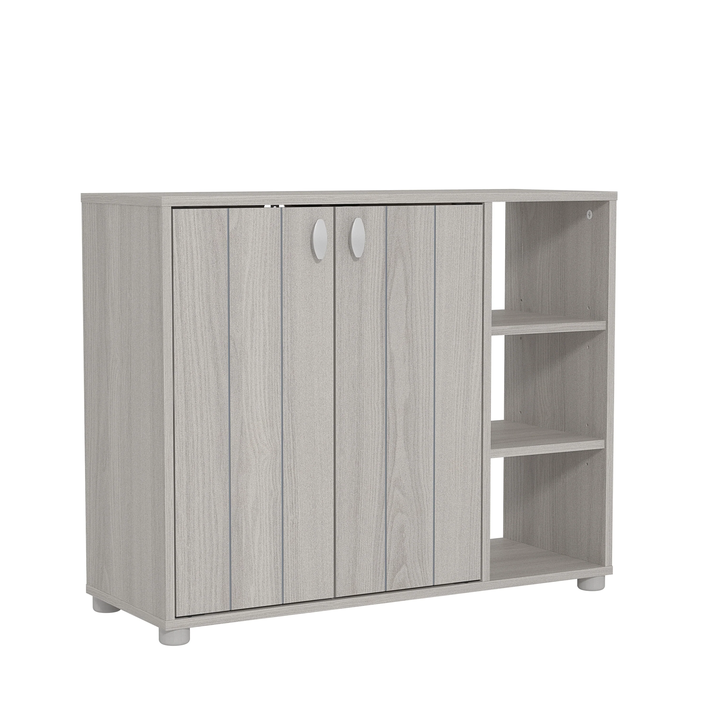 Bideford Shoe Storage Light Grey 2 Doors 6 Shelves - Image 2
