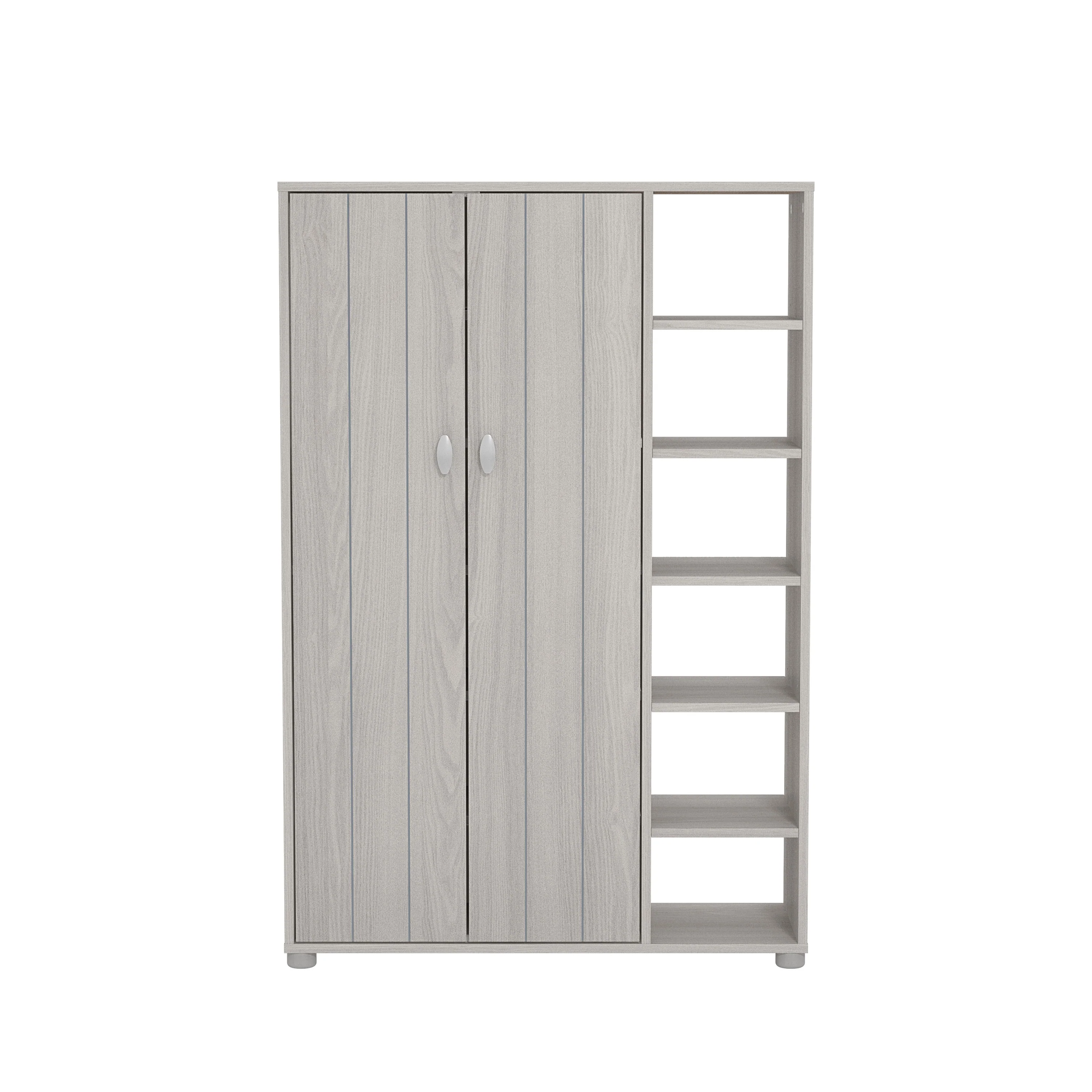 Bideford Tall Shoe Storage Light Grey 2 Doors 12 Shelves - Image 2