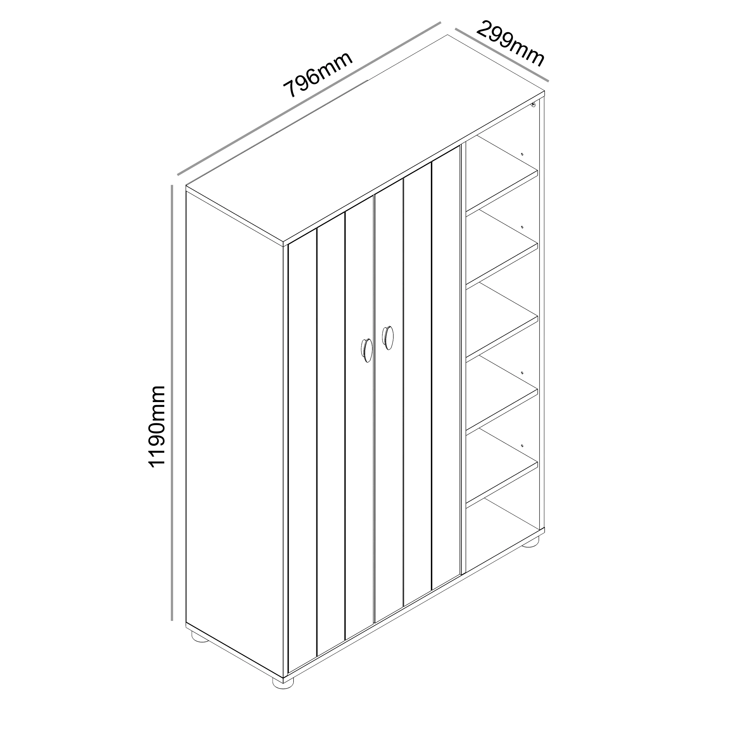 Bideford Tall Shoe Storage Light Grey 2 Doors 12 Shelves - Image 6