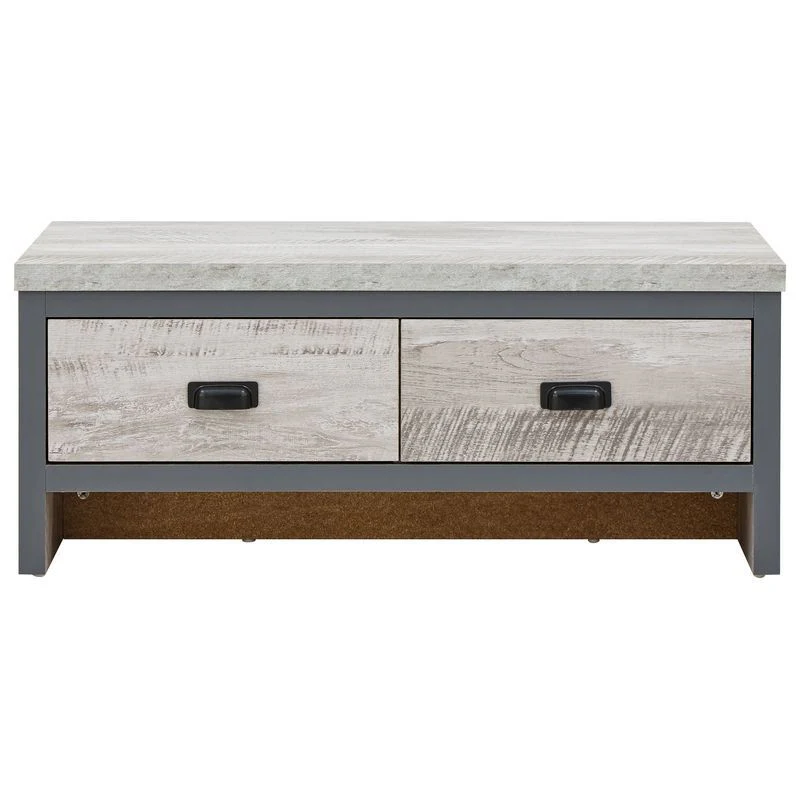 Boston Coffee Table Metal & Wood Grey 2 Drawers - Image 5