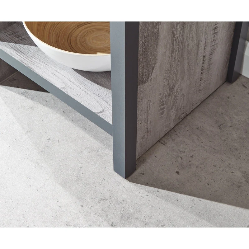 Boston Side Table Metal & Wood Grey 1 Shelf - Image 5