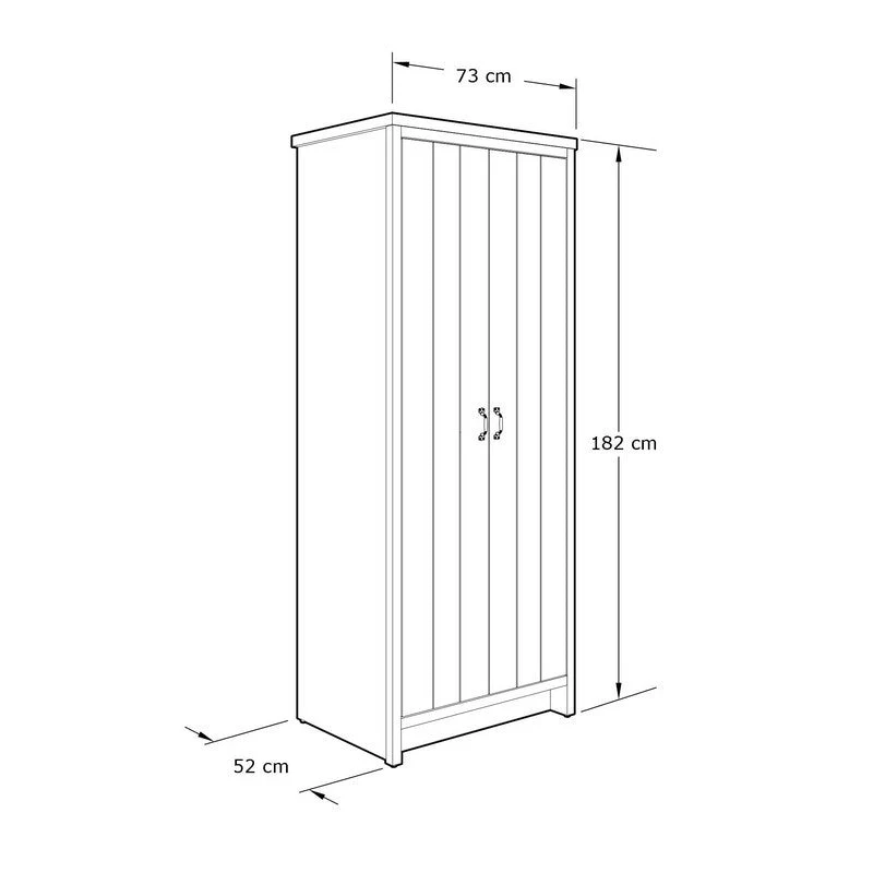 Boston Tall Wardrobe Grey 2 Doors 1 Shelf - Image 2
