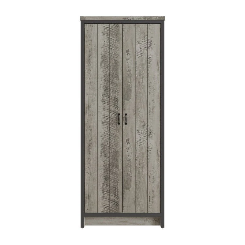 Boston Tall Wardrobe Grey 2 Doors 1 Shelf - Image 3