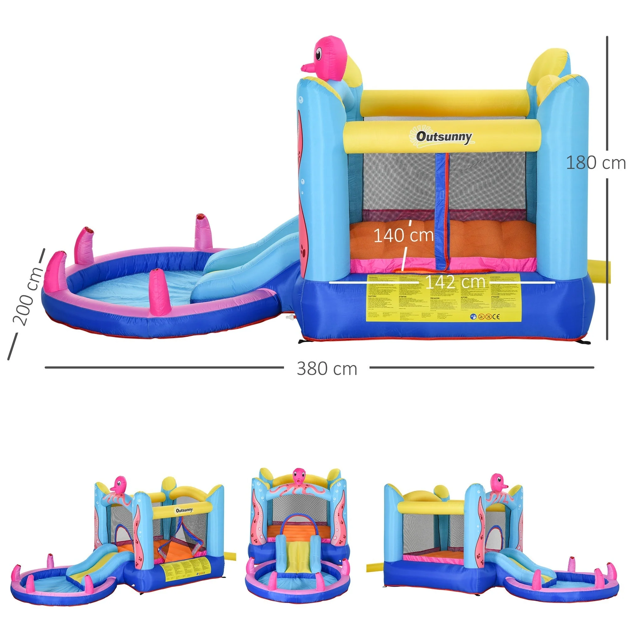 Bounce Castle Inflatable Trampoline Slide Pool Octopus Design 3.8 x 2 x 1.8m - Image 3